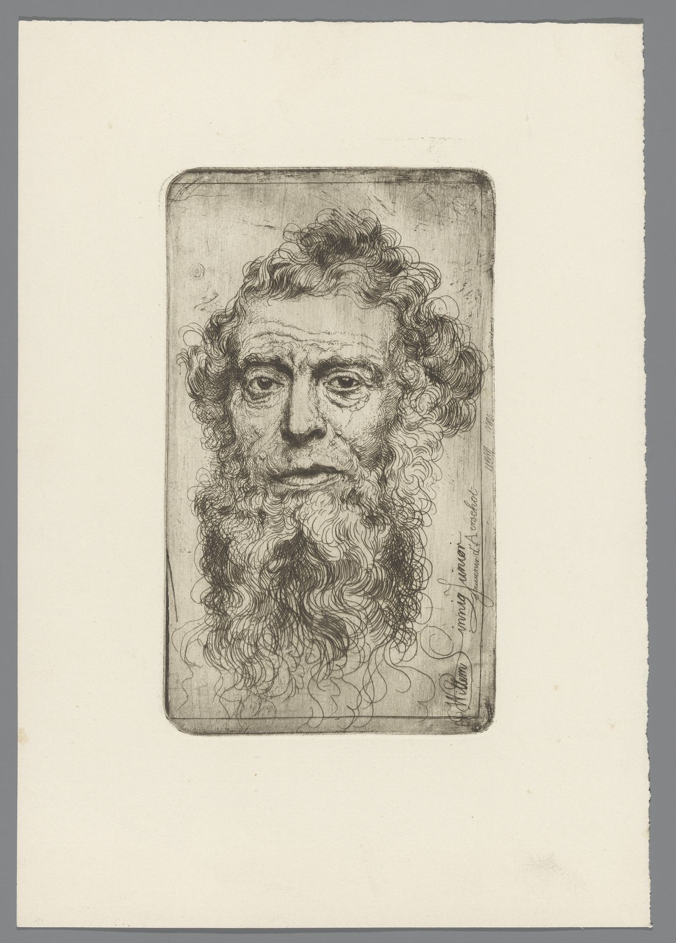 Portret van een onbekende bebaarde man by Willem (II) Linnig