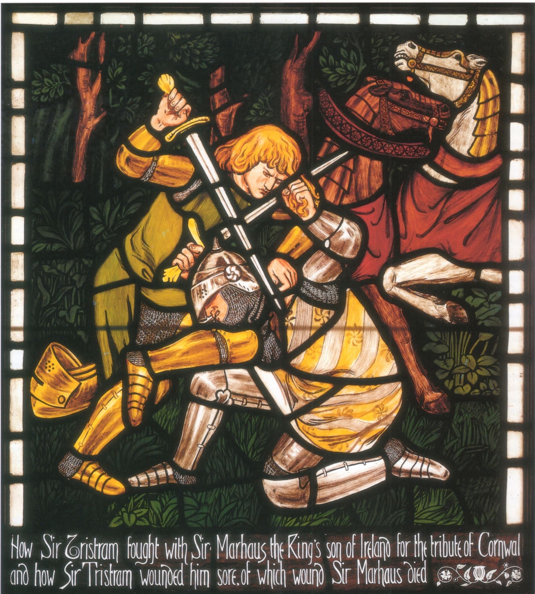 The Fight with Sir Marhalt, from 'The Story of Tristan and Isolde' by Dante Gabriel Rossetti