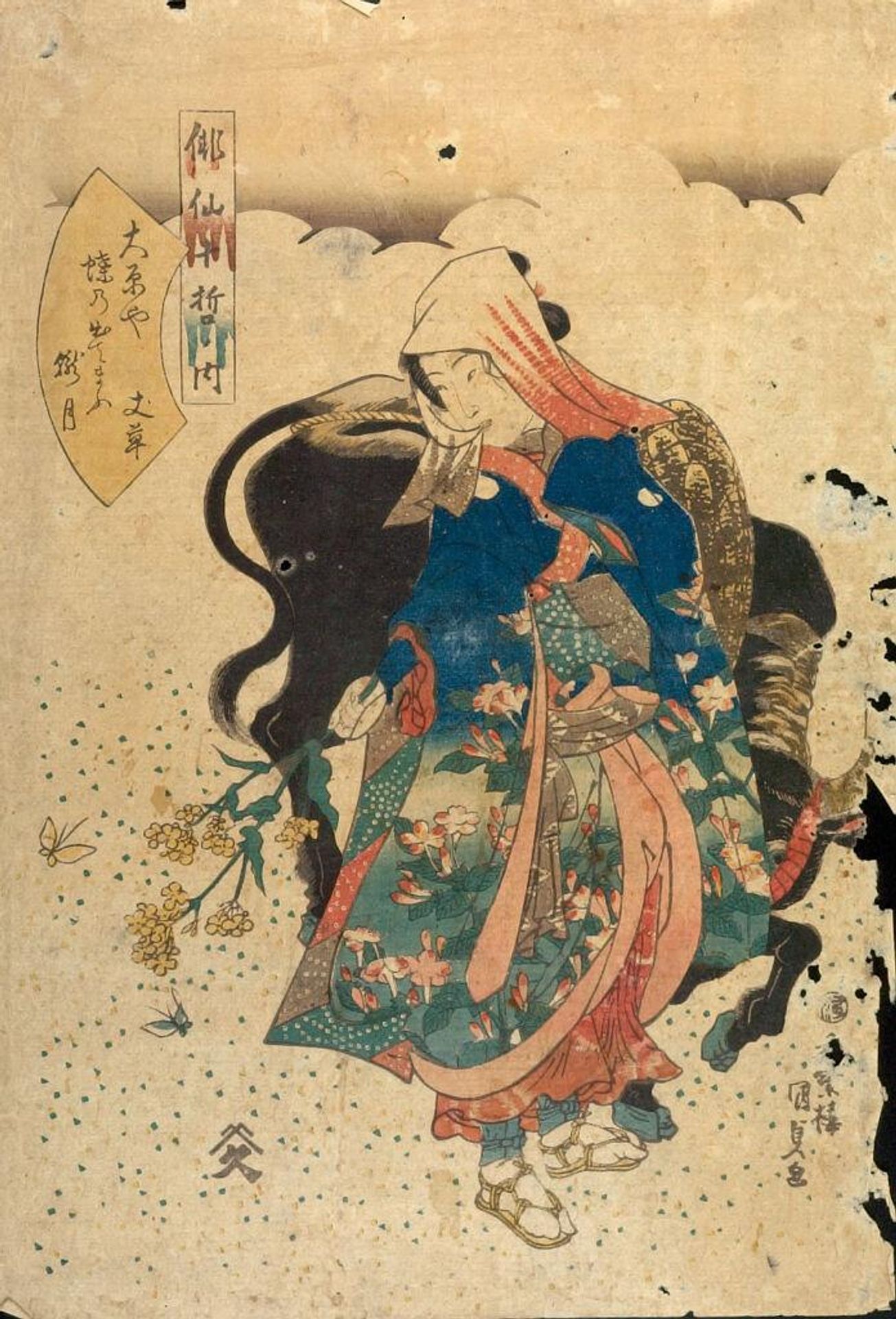 Poem by JÅsÅ, from the series The Ten Great Pupils of the Haikai Poet BashÅ (Haisen jÅ«tetsu no uchi) by Utagawa Kunisada