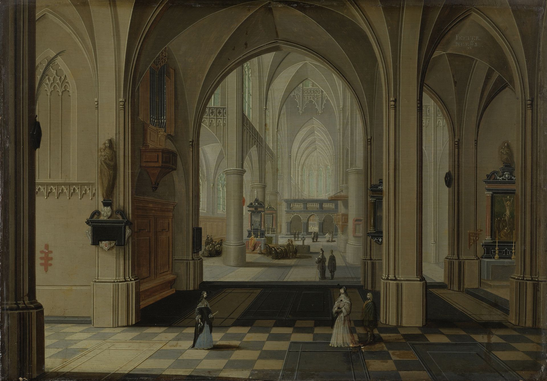 Interior of an Imaginary Gothic Church, Looking East by Peeter (I) Neeffs