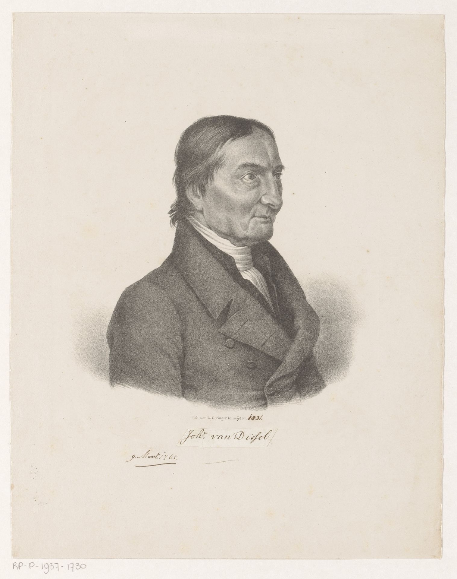 Portret van Johan van Diesel by Leendert (I) Springer