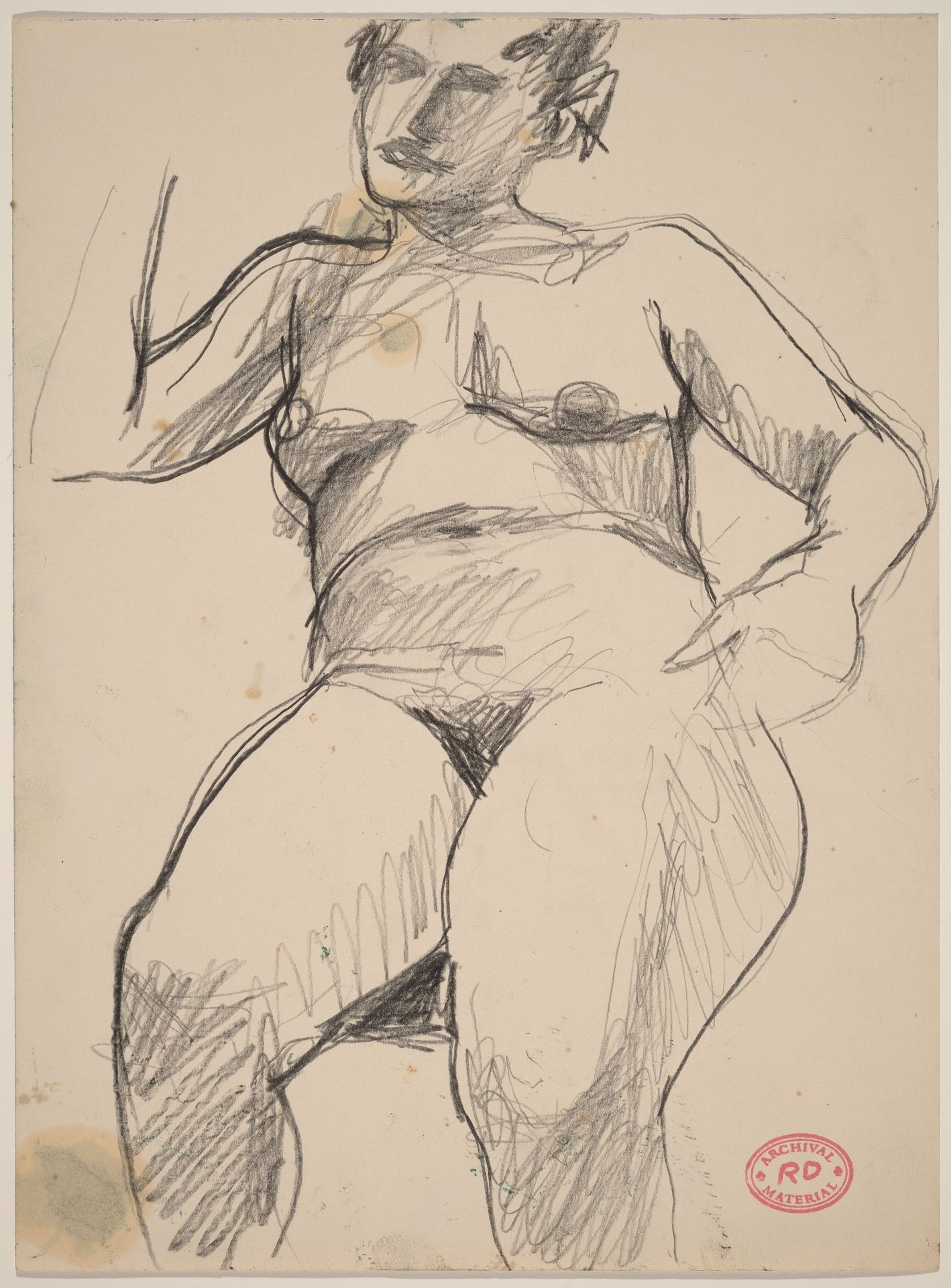 Untitled [seated female nude with one arm raised and one down] by Richard Diebenkorn