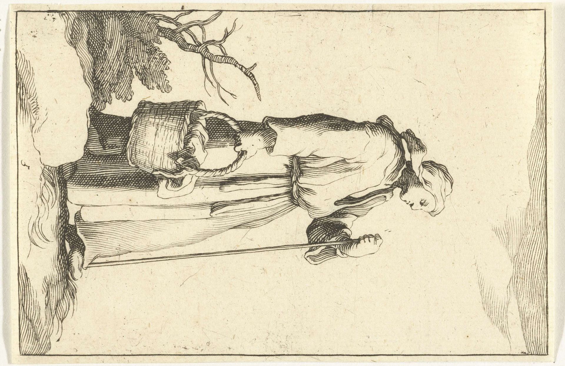 Jonge wandelende boerin by Frederick Bloemaert