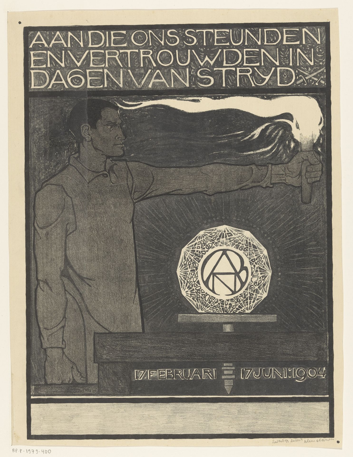 Man die een fakkel vasthoudt by Richard Nicolaüs Roland Holst