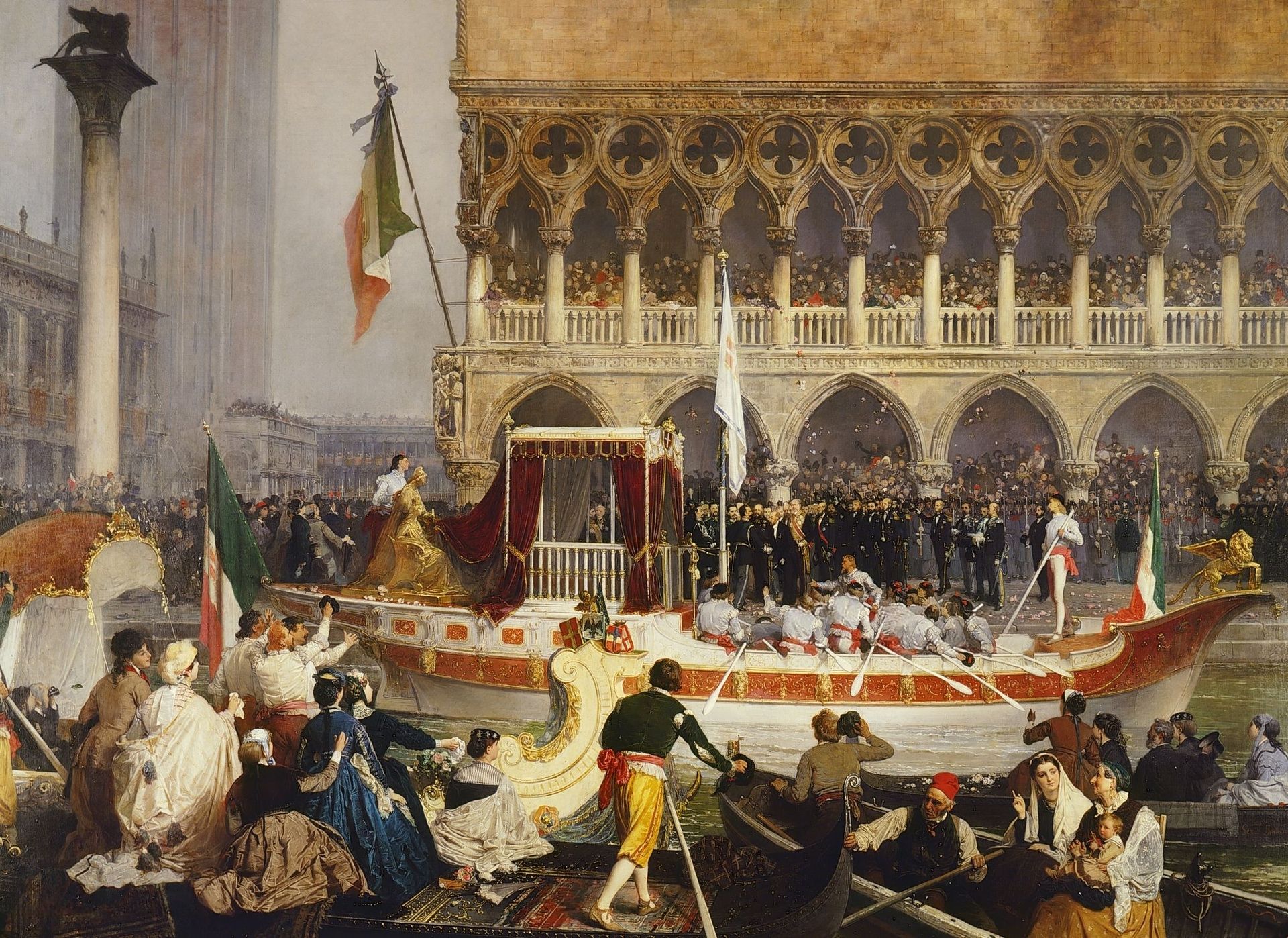 Victor Emmanuel II Entering Venice, 7 November 1866 by Gerolamo Induno