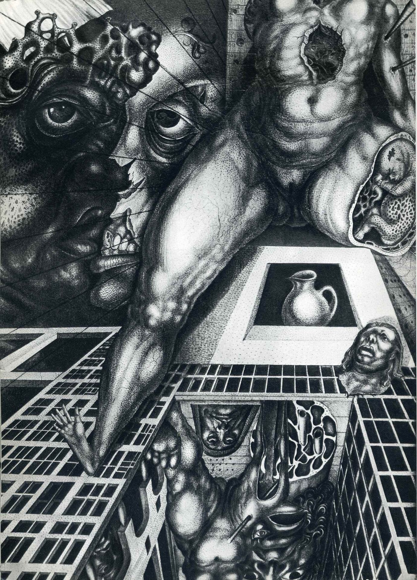 A Woman’s Reflection In A Row of  Houses by Ernst Fuchs