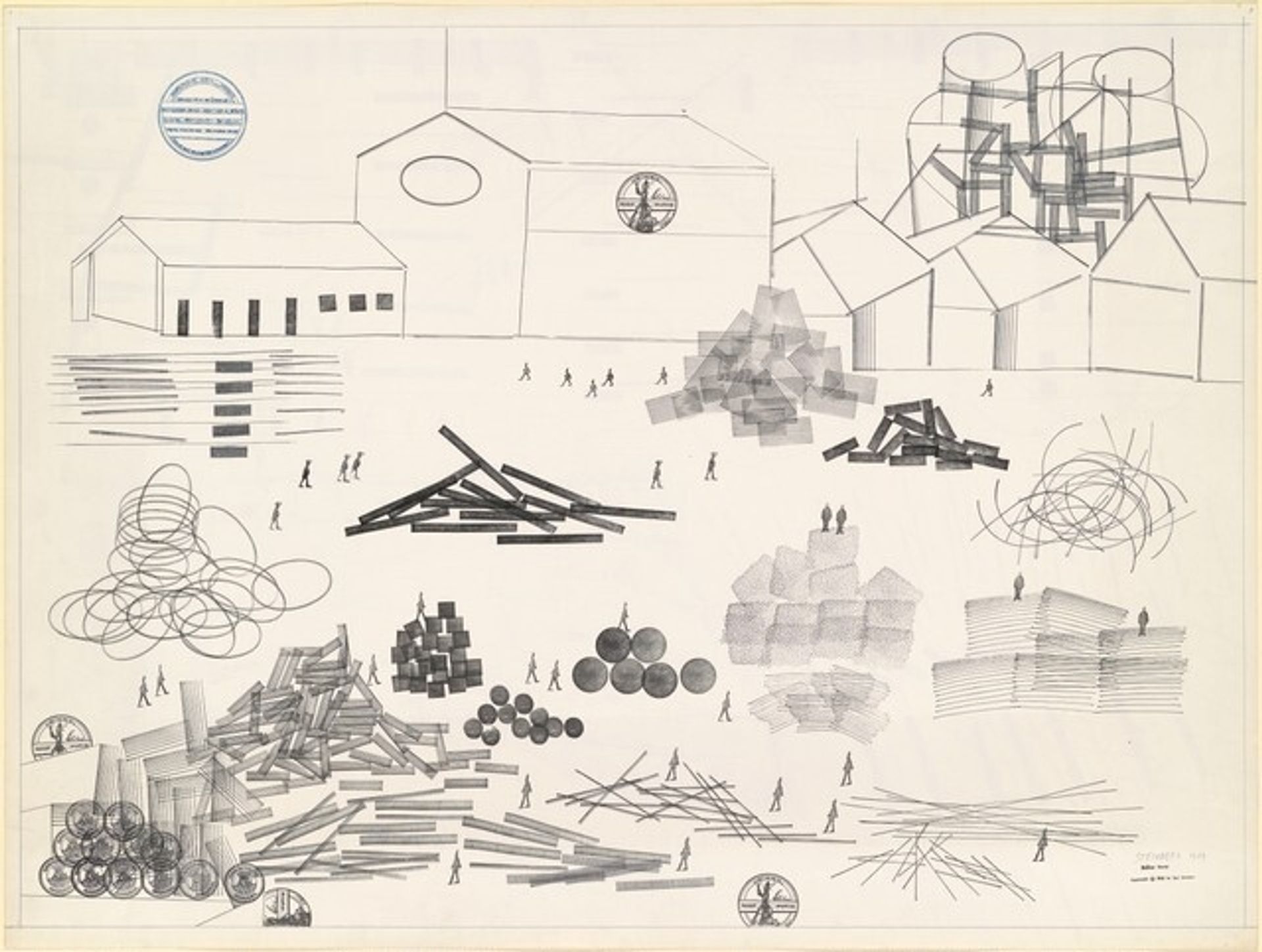 Untitled (Factory) [recto] by Saul Steinberg