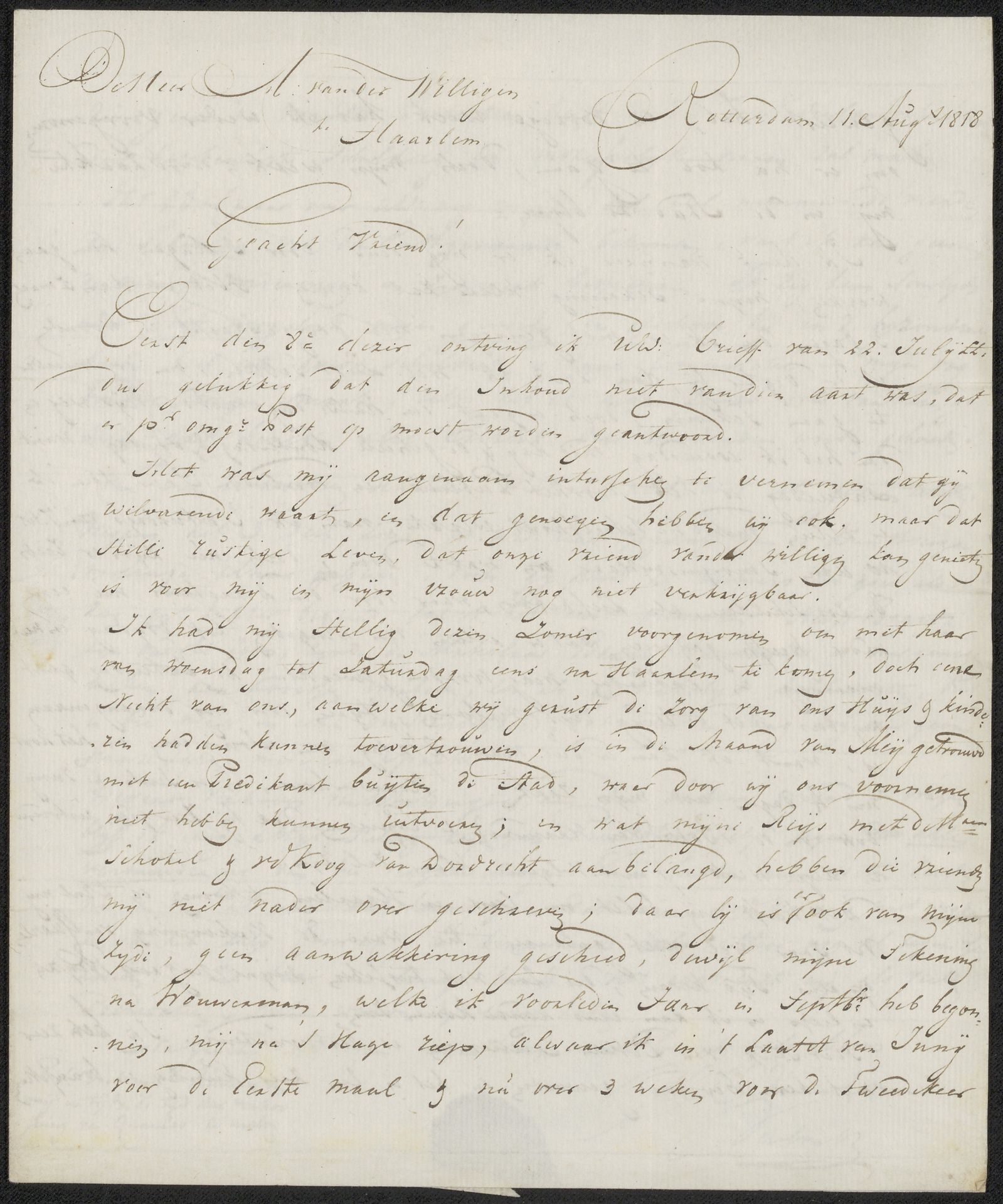 Brief aan Adriaan van der Willigen by Gerardus Johannes Verburgh