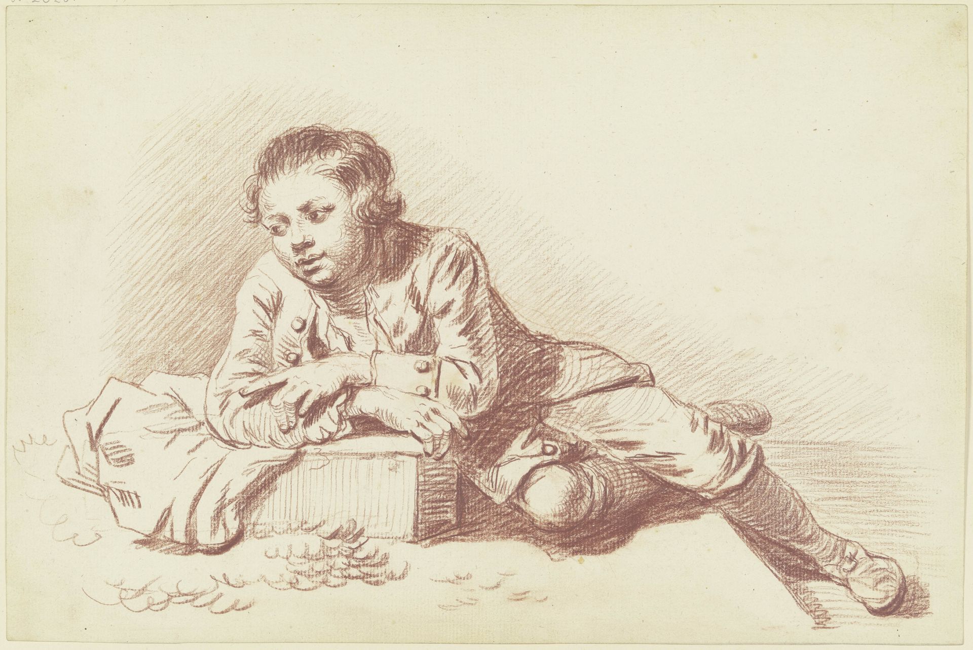 Liegender junger Mann, die Arme aufgestützt by Friedrich Wilhelm Hirt