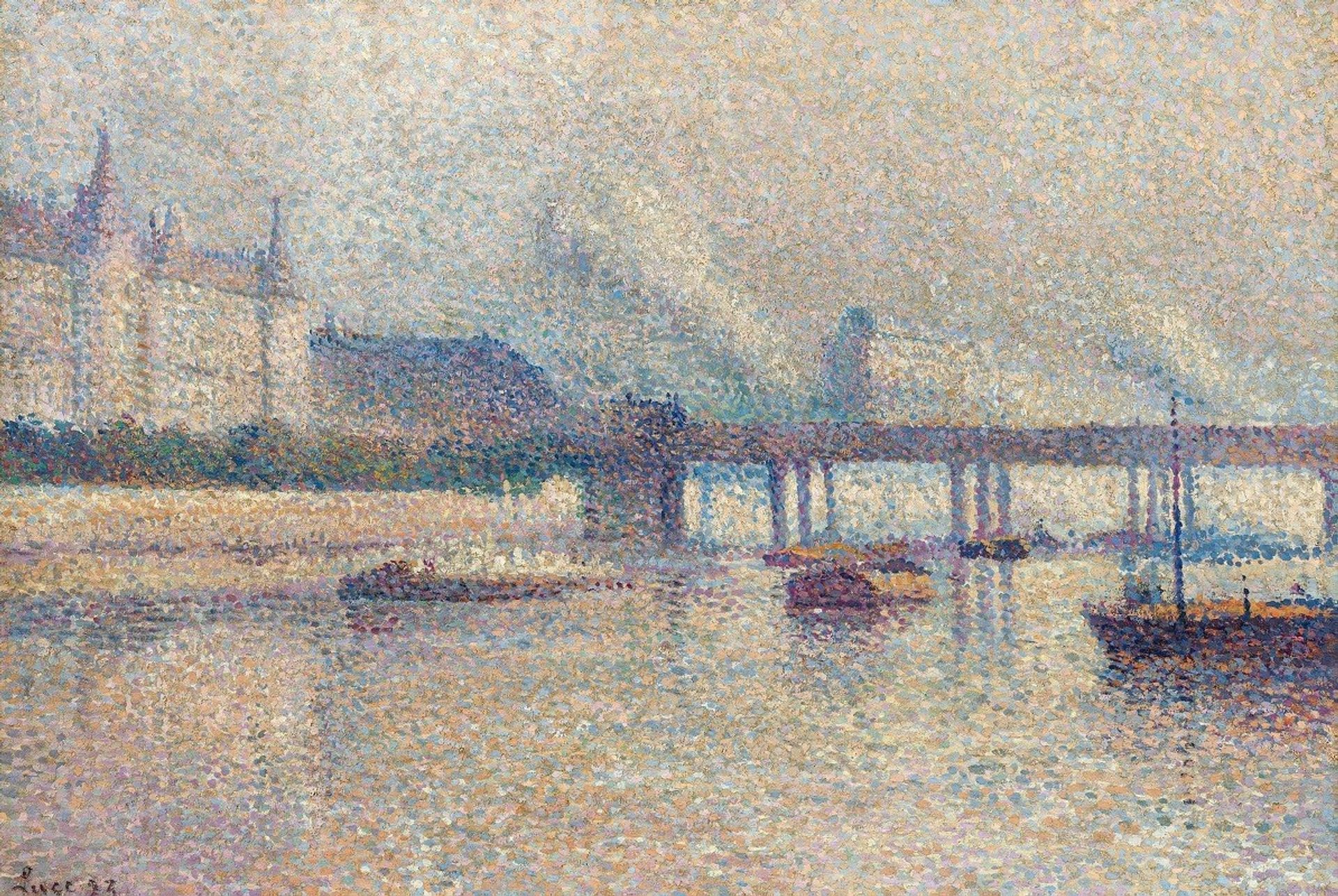 The Banks of the Seine River in Paris by Maximilien Luce