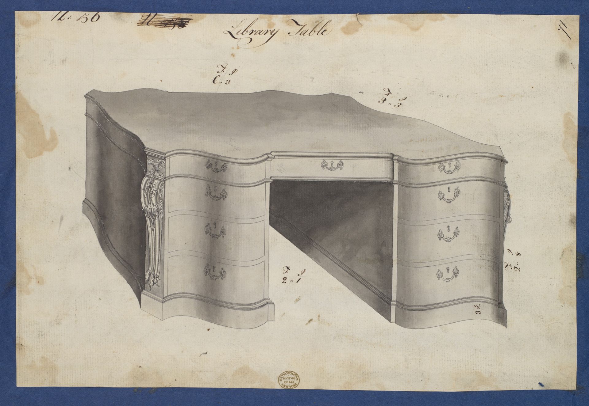 Library Table, from Chippendale Drawings, Vol. II by Thomas Chippendale