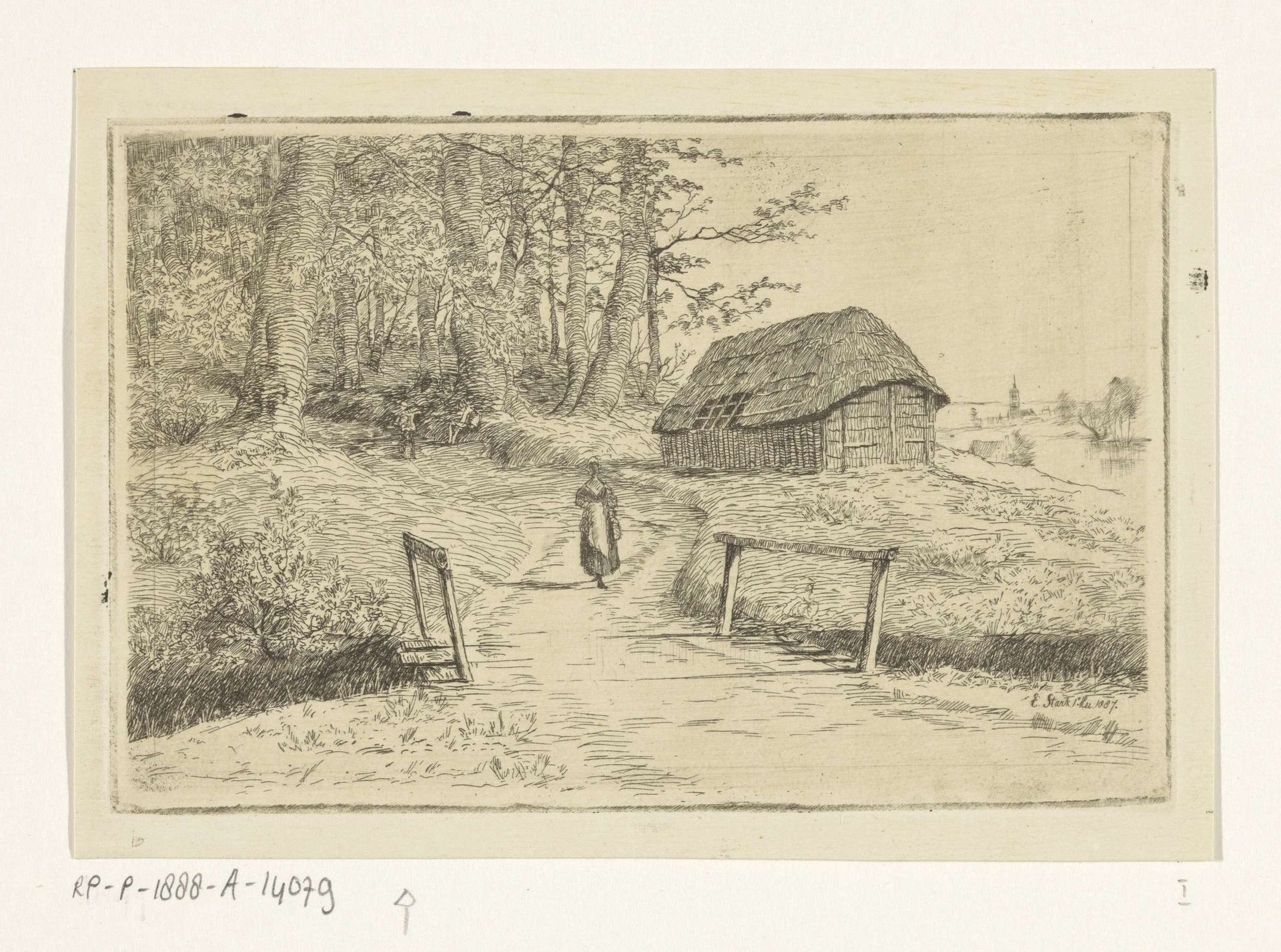 Landschap met bruggetje en schuur by Elias Stark