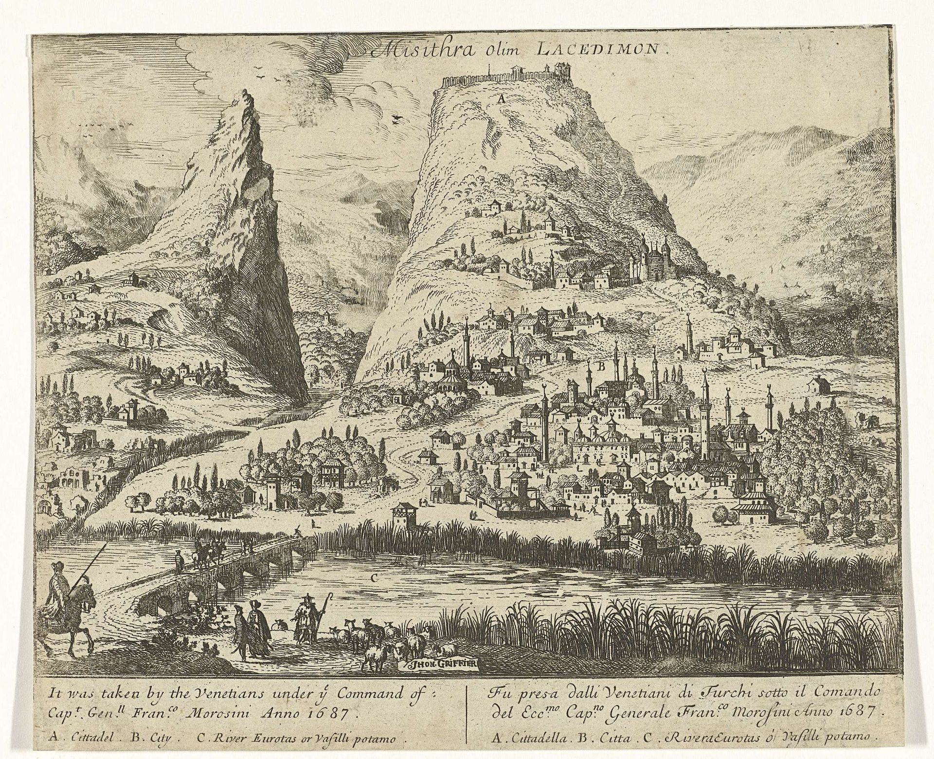 Gezicht op Misithra by Jan (I) Griffier