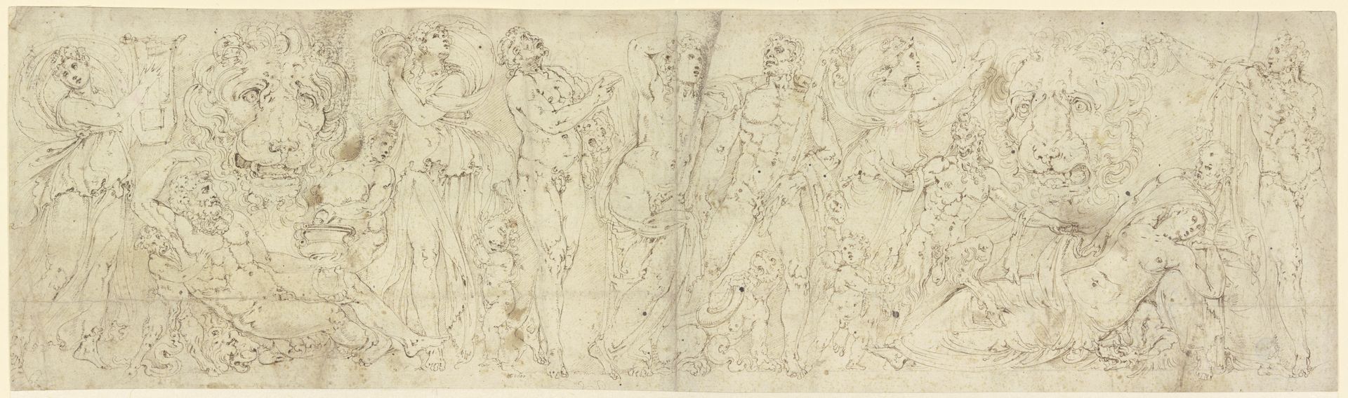 Relief eines römischen Bacchus-Sarkophags mit der Auffindung Ariadnes by Battista Franco