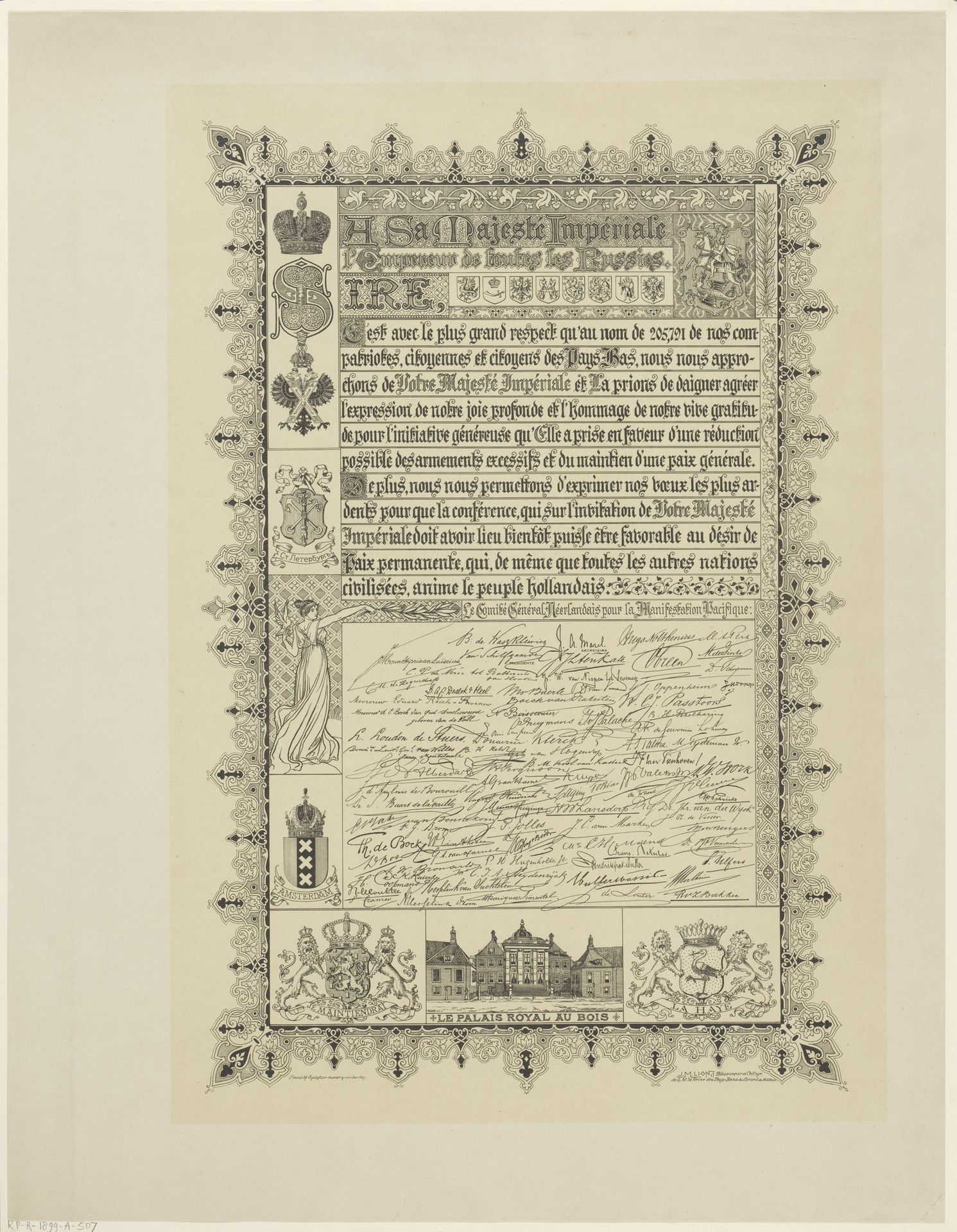 Adres van huldebetuiging toegezonden aan de tsaar, 1899 by Hübner & Van Santen Roeloffzen