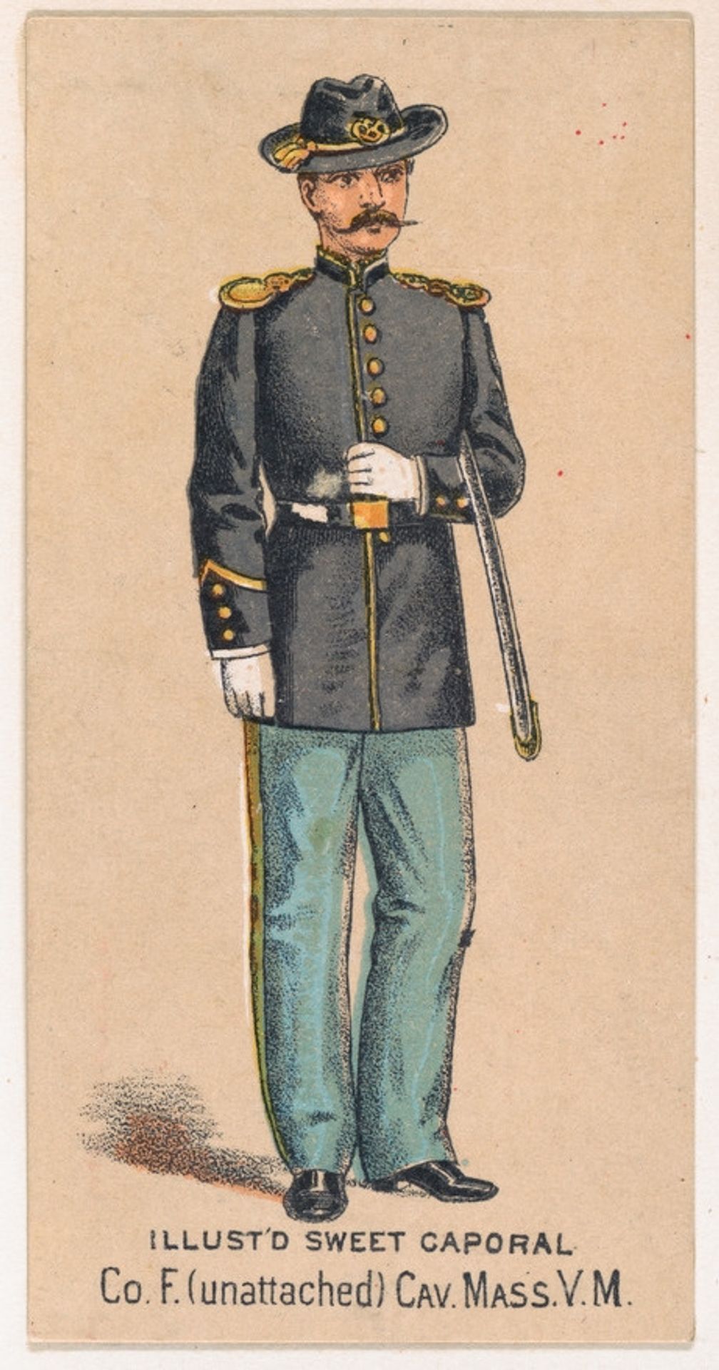 Co. F. (unattached), Cavalry, Massachusetts, V.M., from the Military Series (N224) issued by Kinney Tobacco Company to promote Sweet Caporal Cigarettes by Kinney Brothers Tobacco Company