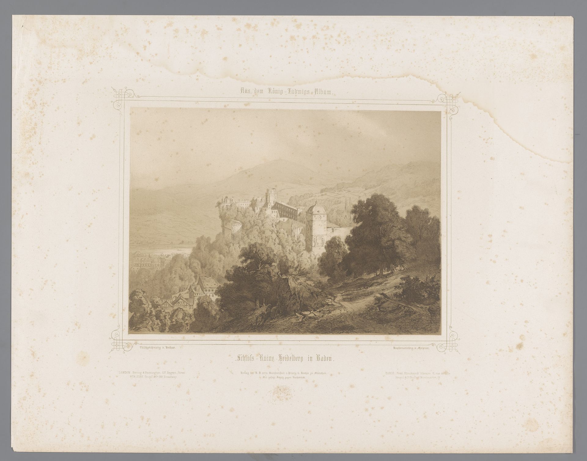 Gezicht op kasteel Heidelberg by Ludwig Meixner