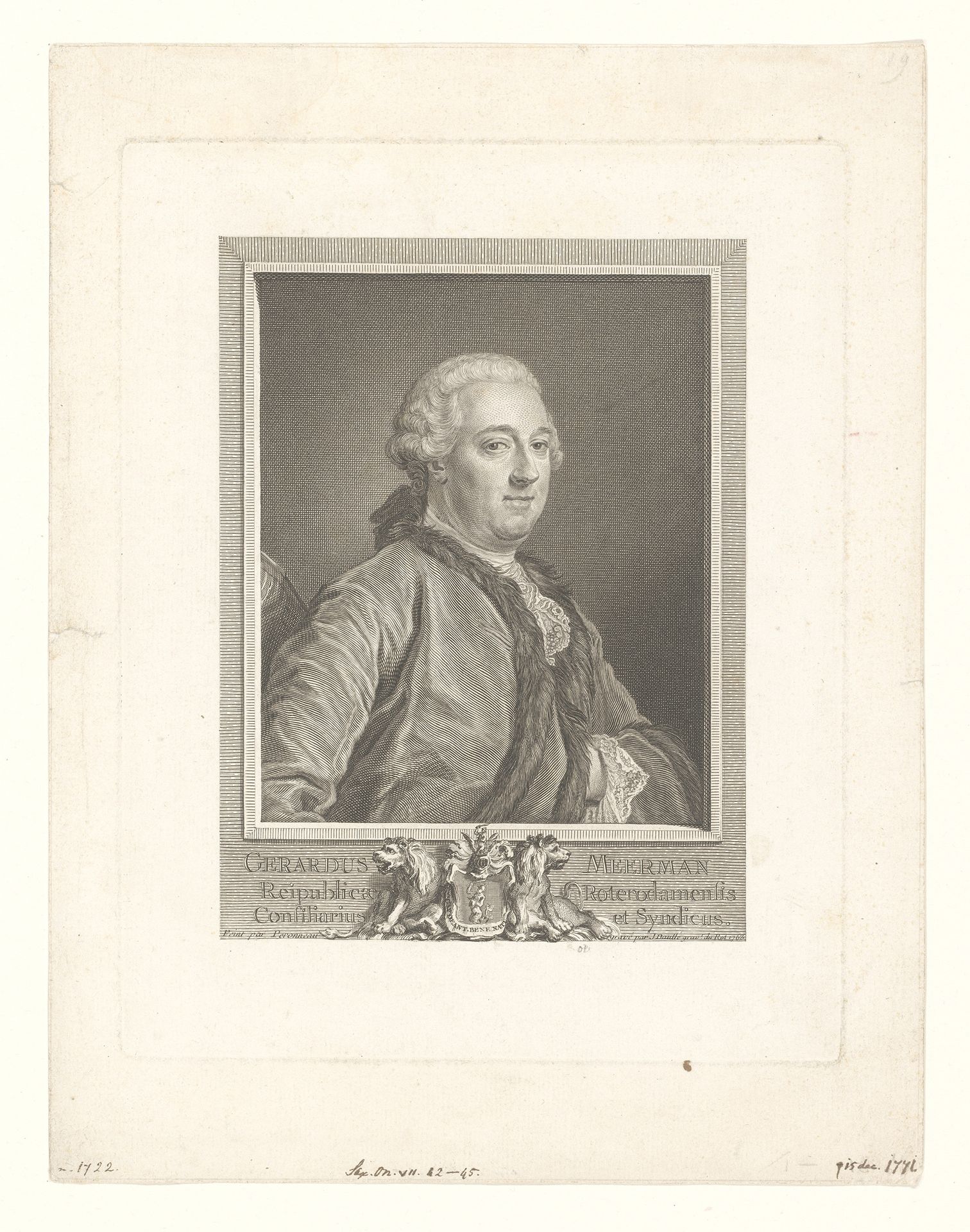 Portret van Gerard Meerman by Jean Daullé