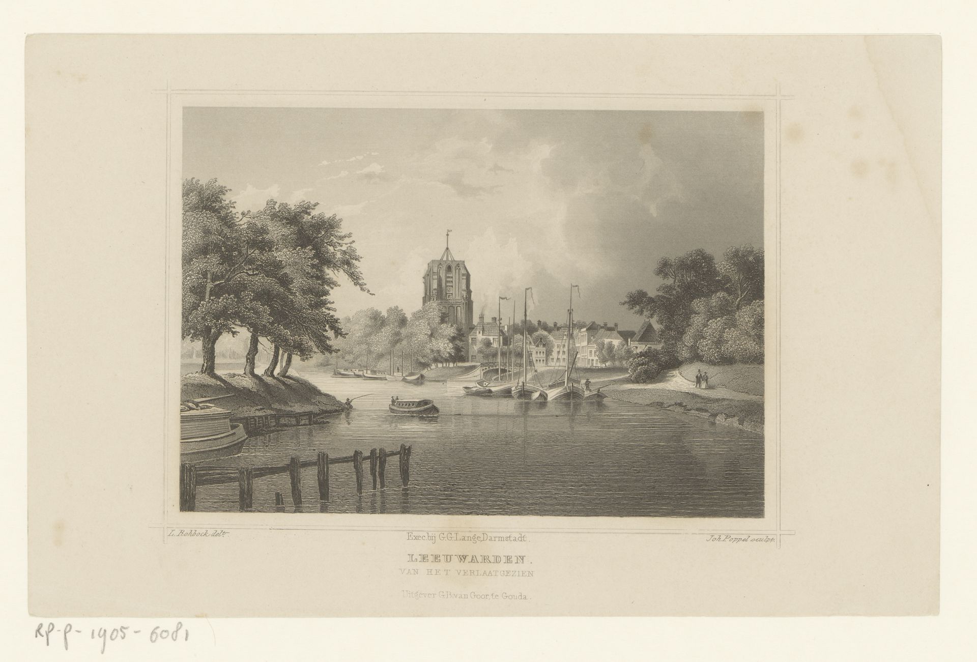 Gezicht op Leeuwarden by Johann Gabriel Friedrich Poppel