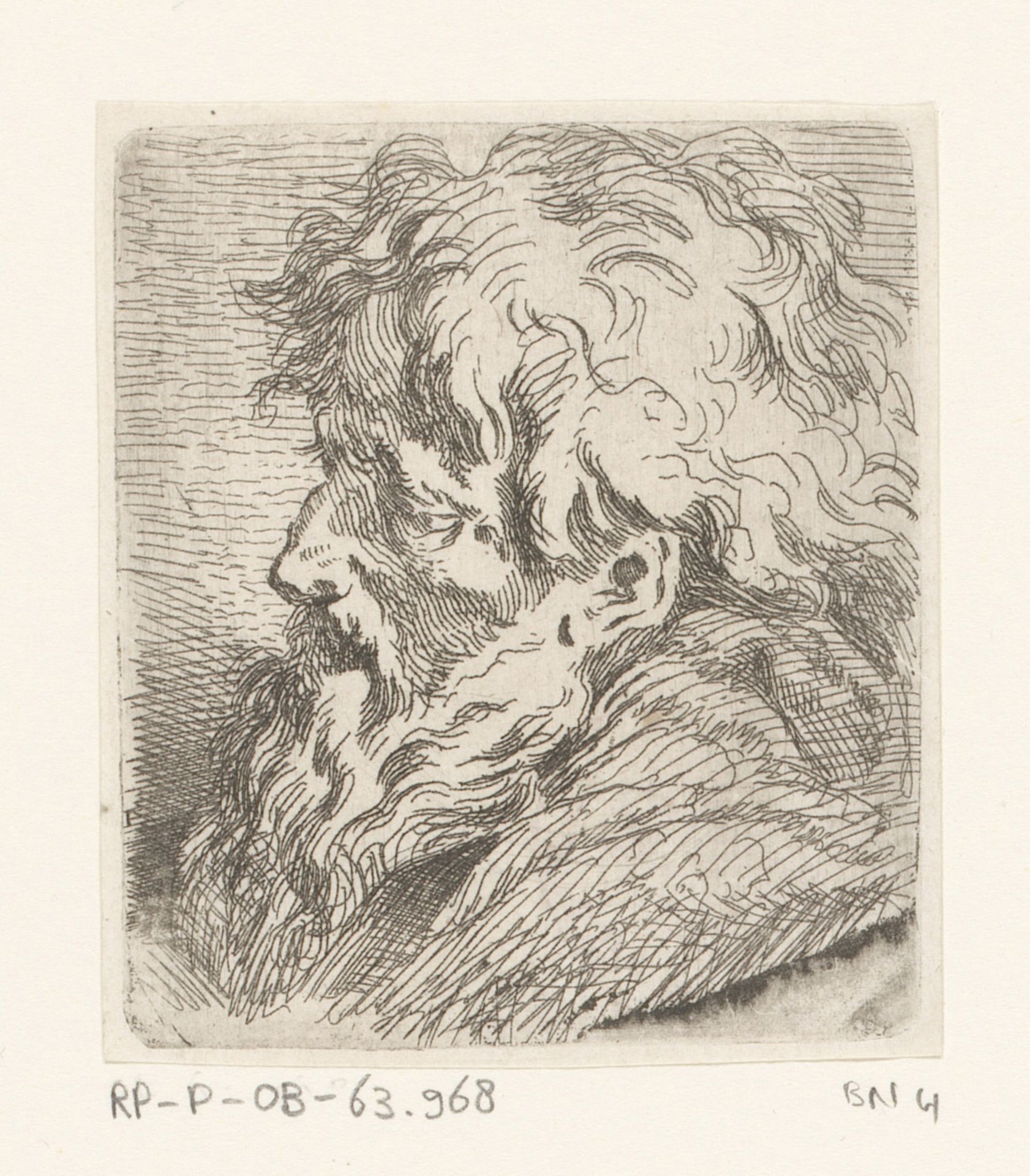 Hoofd van een oudere man met baard by Jacques Philippe Le Bas