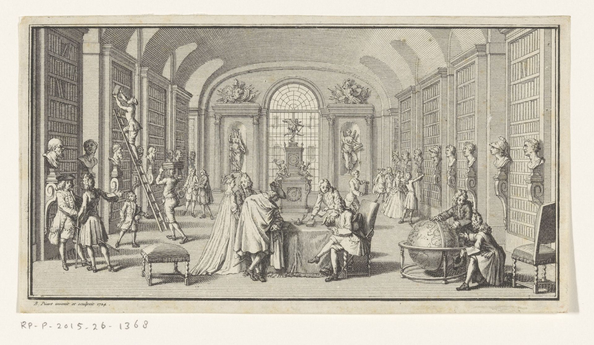 Interieur van een bibliotheek by Bernard Picart