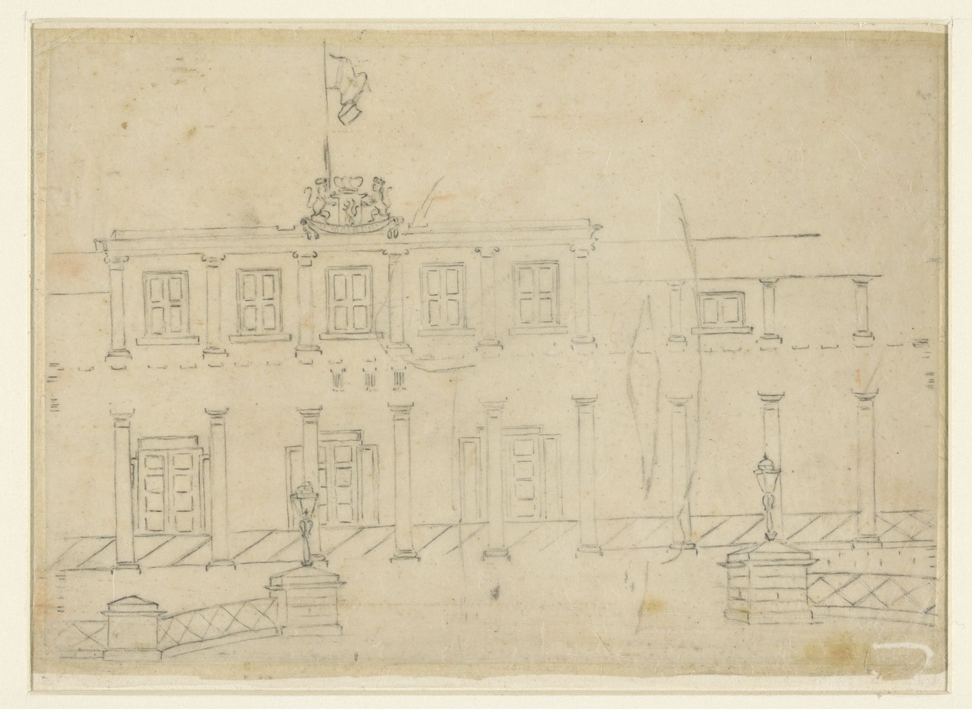 Gevel van een regeringsgebouw by Frederik Hendrik Weissenbruch