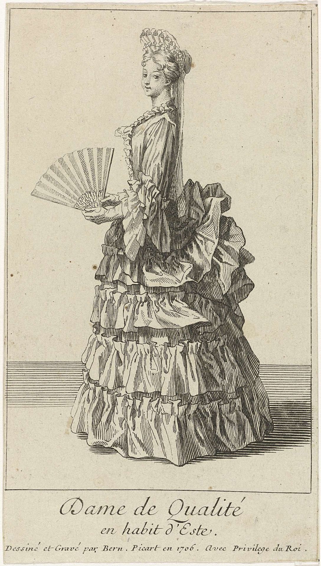 Dame de Qualité en habit d'Este by Bernard Picart