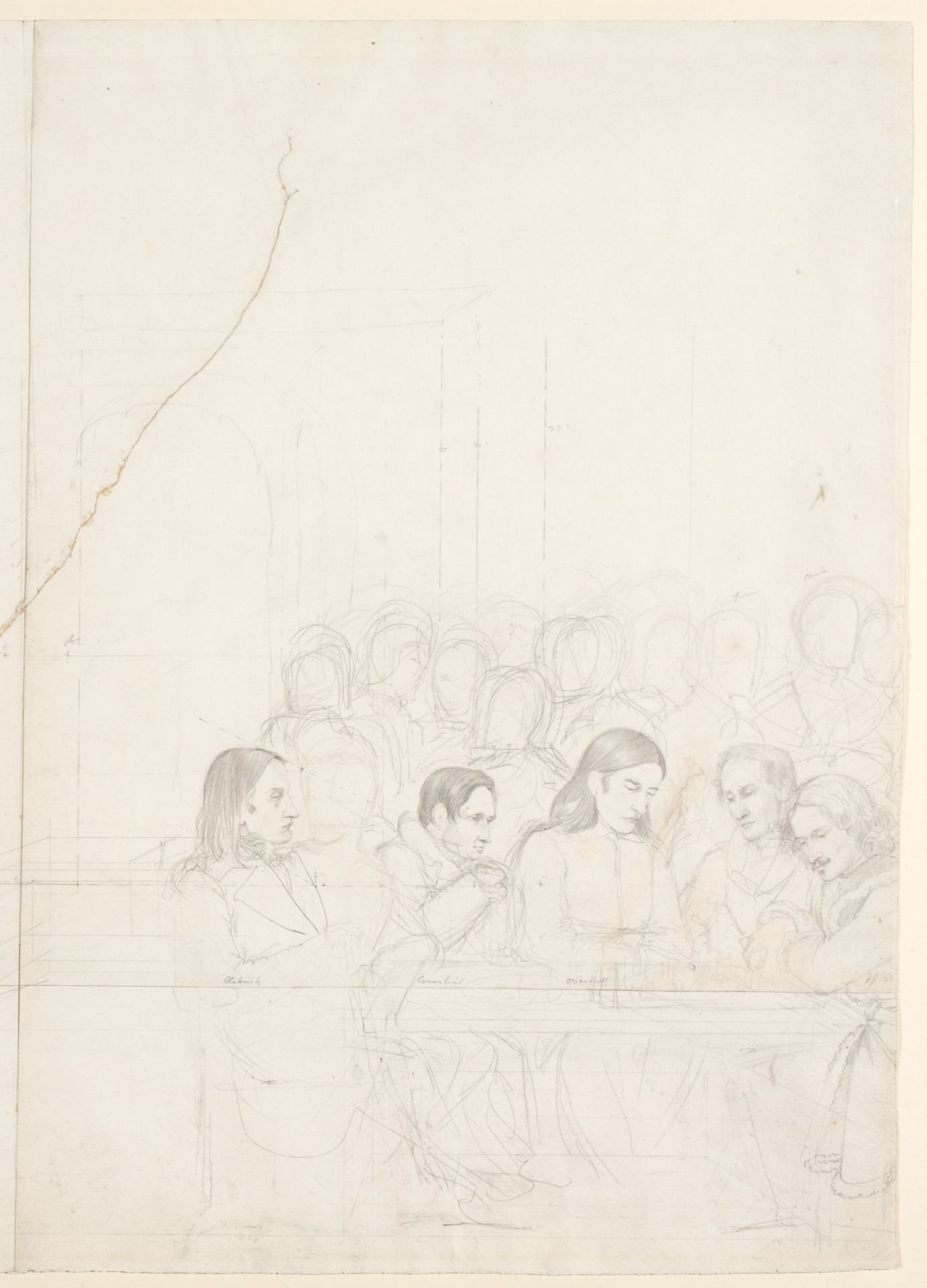 Zweiter Entwurf für das Gruppenbildnis der deutschen Künstler im Café Greco in Rom, rechte Hälfte by Carl Philipp Fohr