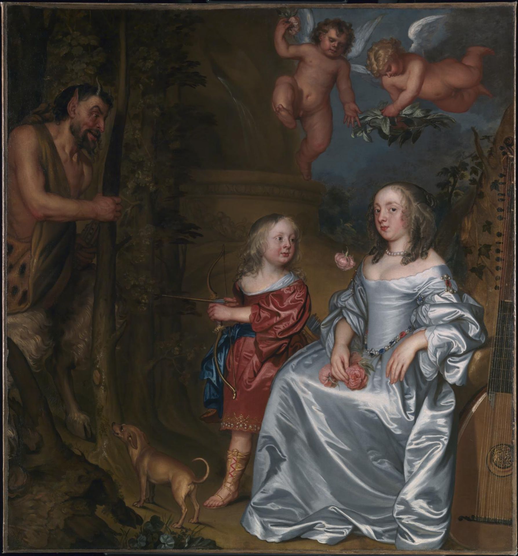 Portrait of a Lady and a Boy, with Pan by  John Hayls