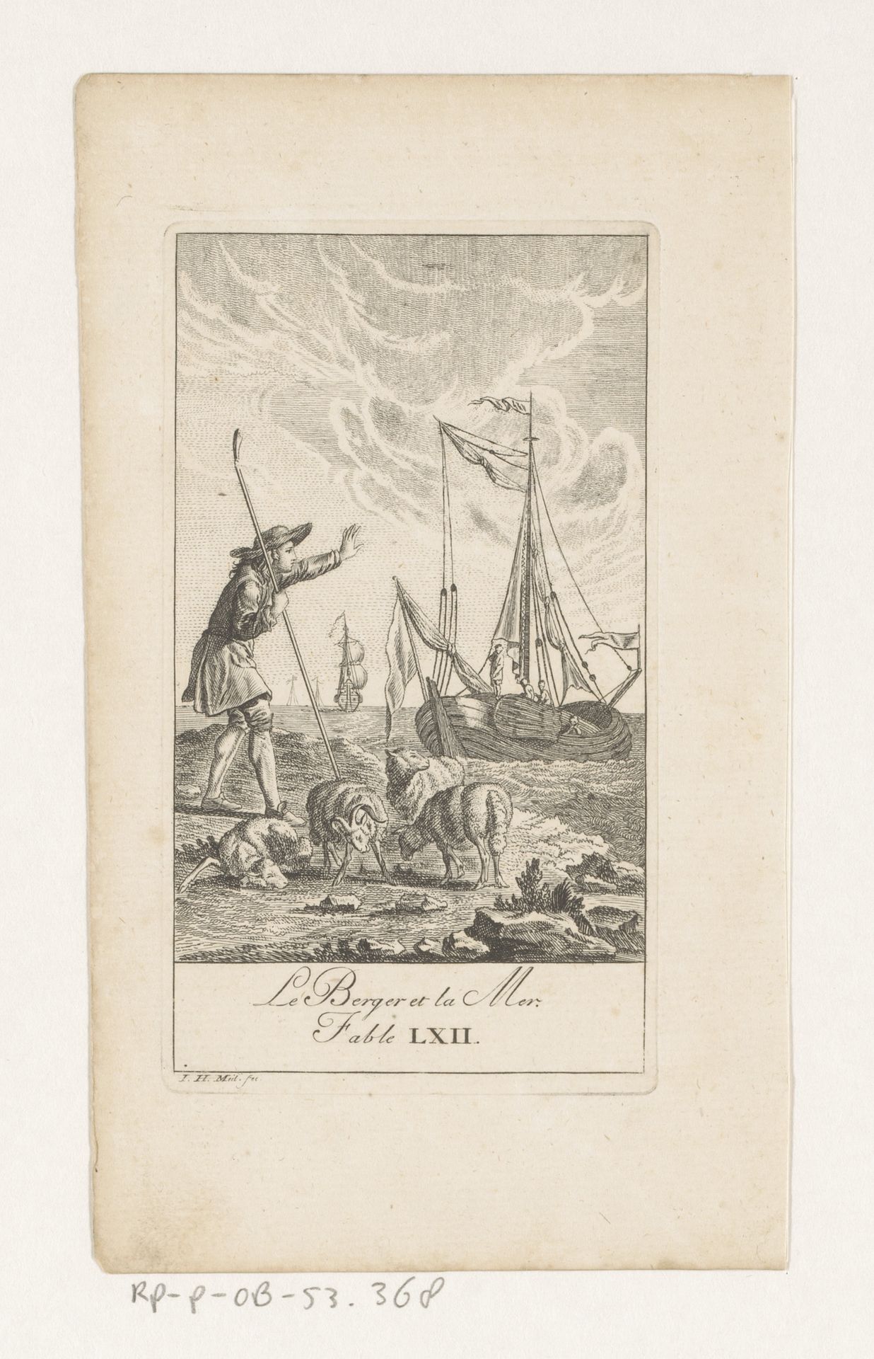 Fabel van de herder en de zee by Johann Heinrich (der Ältere) Meil