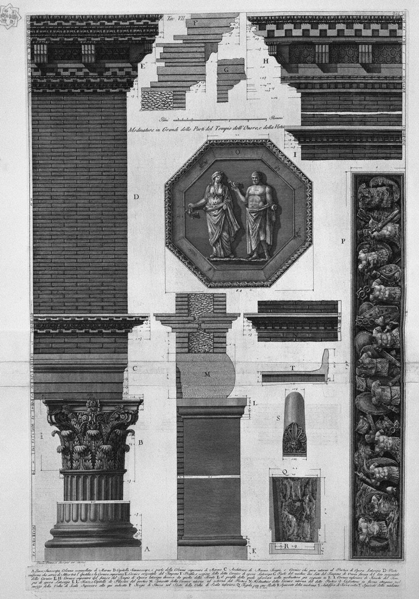 Modinature in large parts of the Temple of Honor and Virtue by Giovanni Battista Piranesi