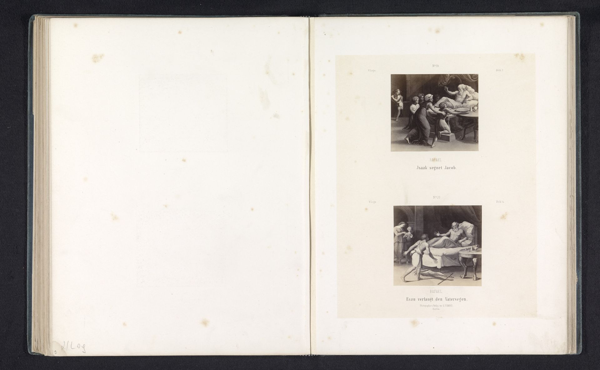 Fotoreproducties van prenten naar fresco's met voorstellingen van Isaak die Jacob zegent en Esau die vraagt om zegening door Rafaël voor de loggia's in het Vaticaan by Gustav Schauer