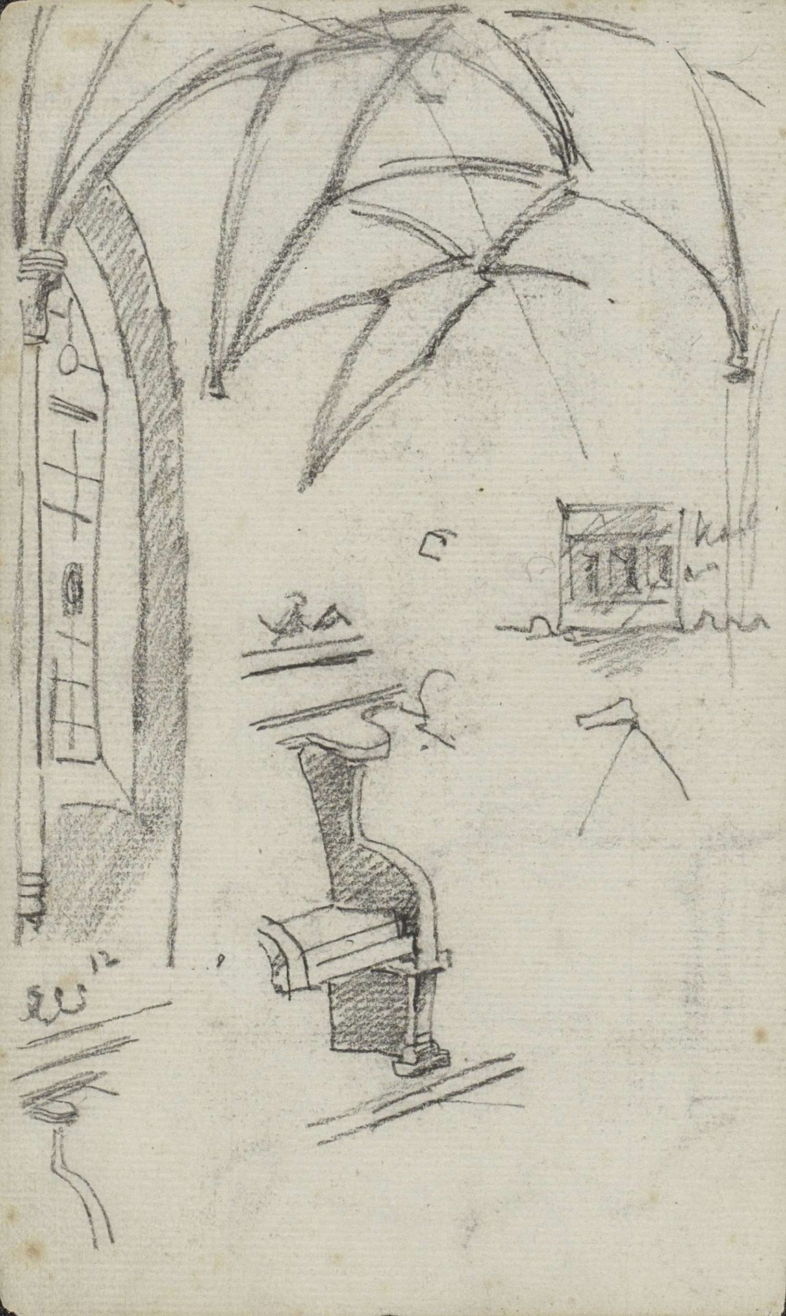 Interieur van een kapel of kerk met netgewelf by George Hendrik Breitner