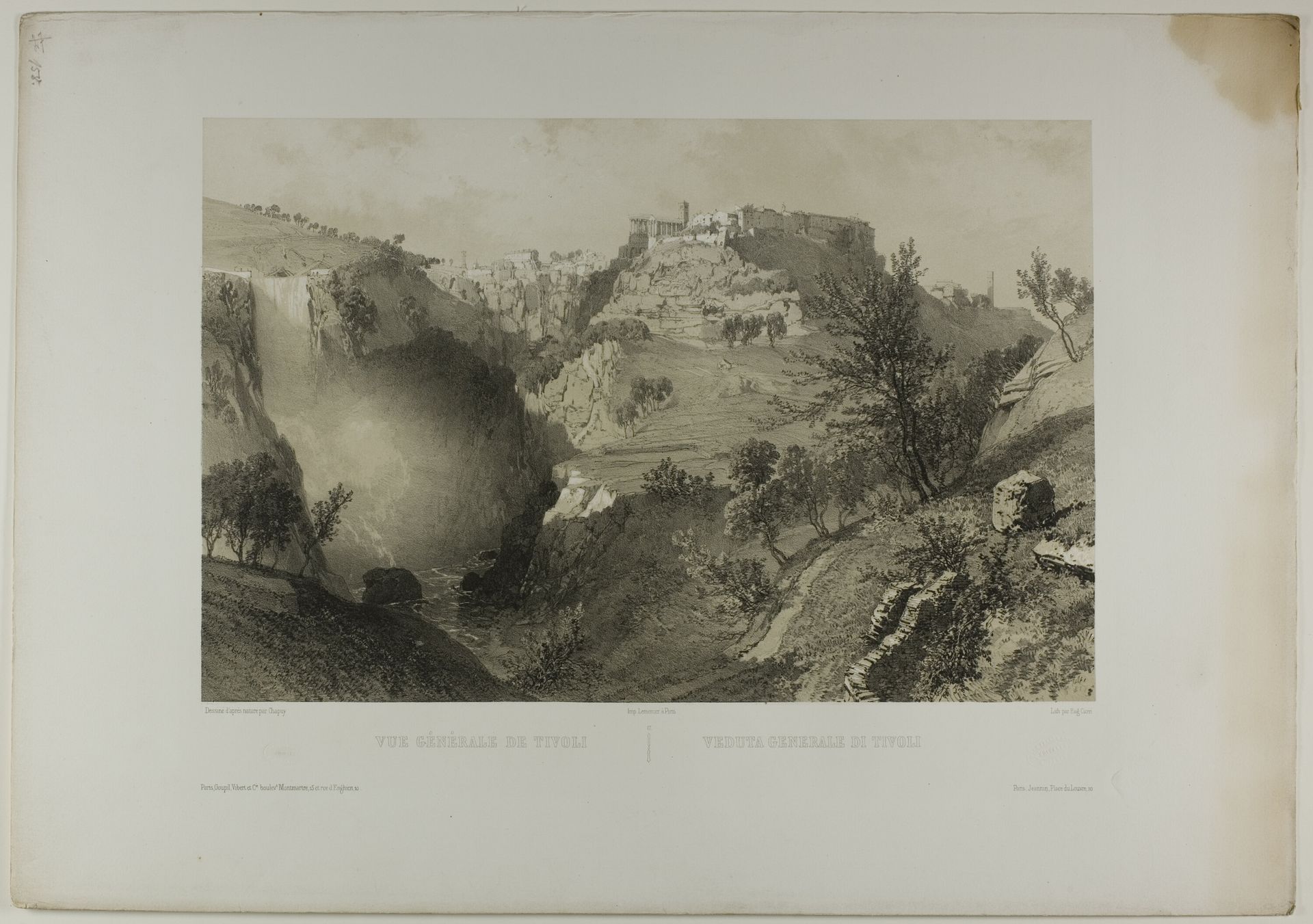 General View of Tivoli, plate seventeen from Italie Monumentale et Pittoresque by Eugène Cicéri