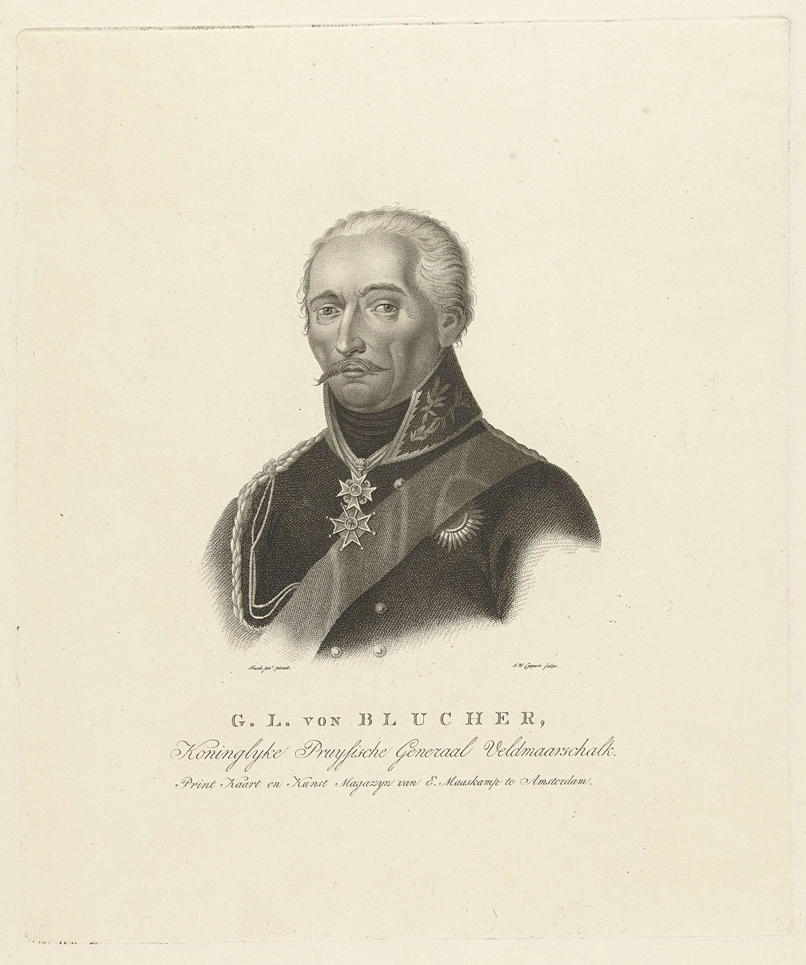Portret van Gebhard Leberecht von Blücher by Jan Willem Caspari