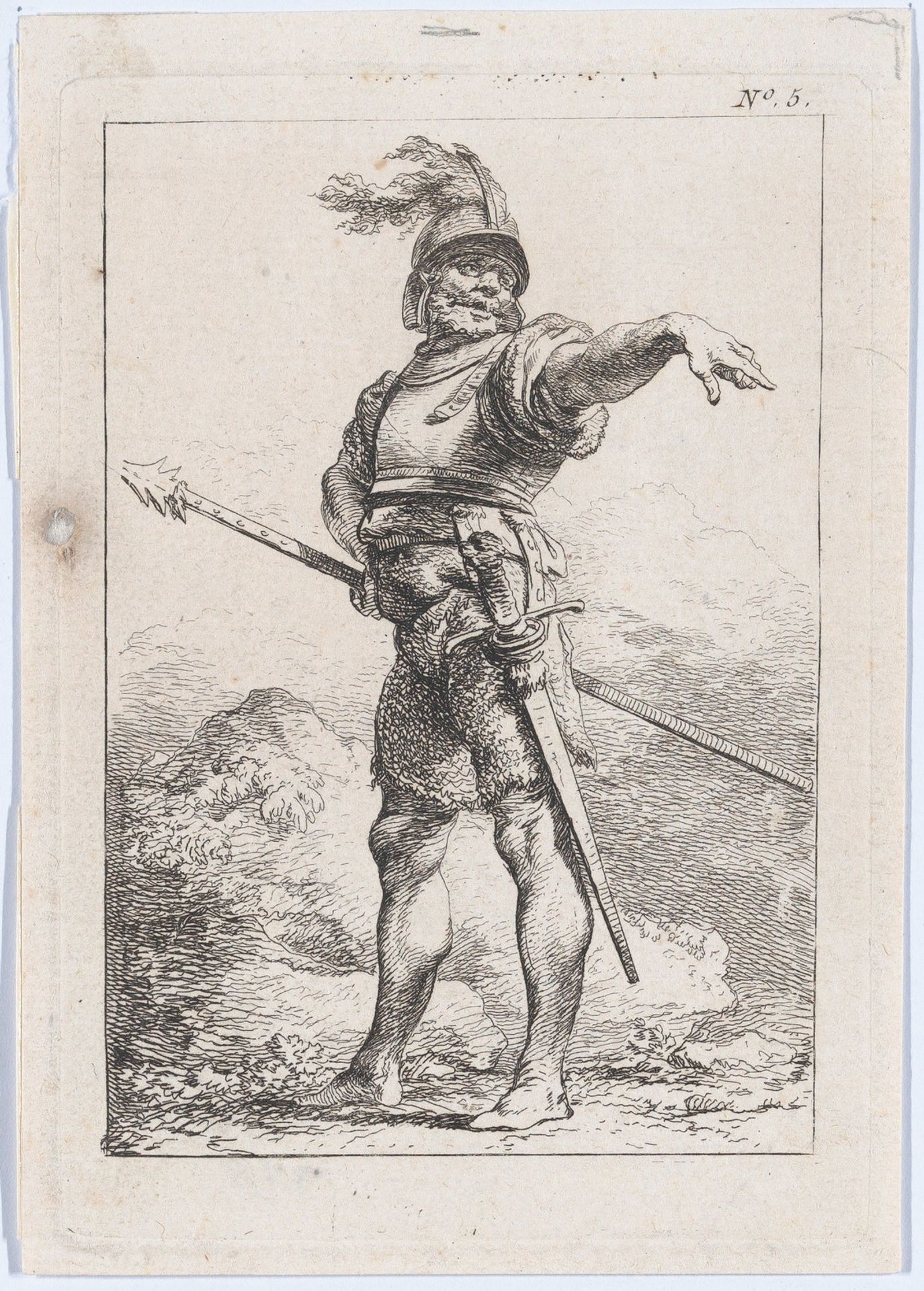 Standing Officer Holding a Lance by Philippe Jacques de Loutherbourg
