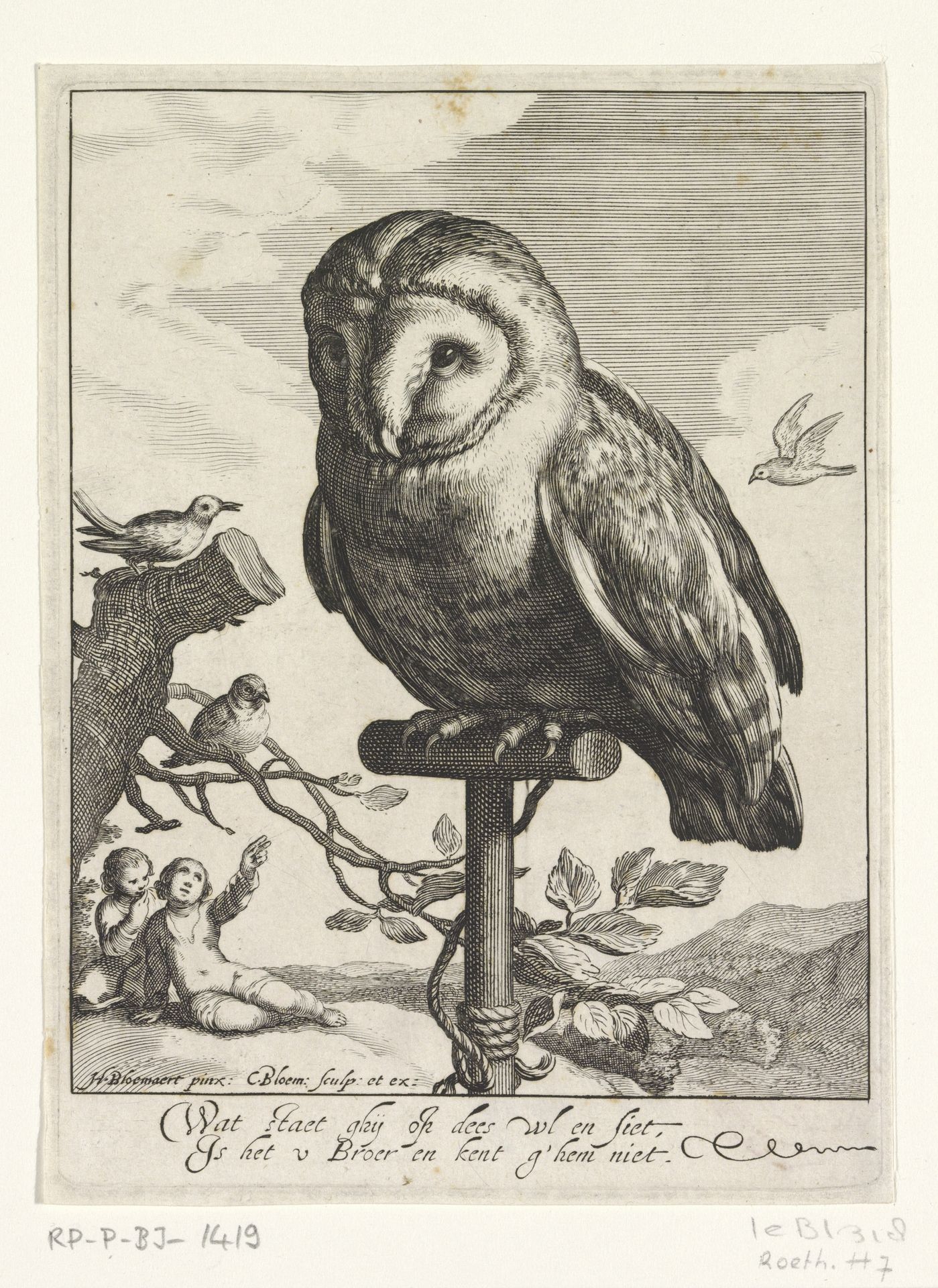 Rustende uil by Cornelis Bloemaert