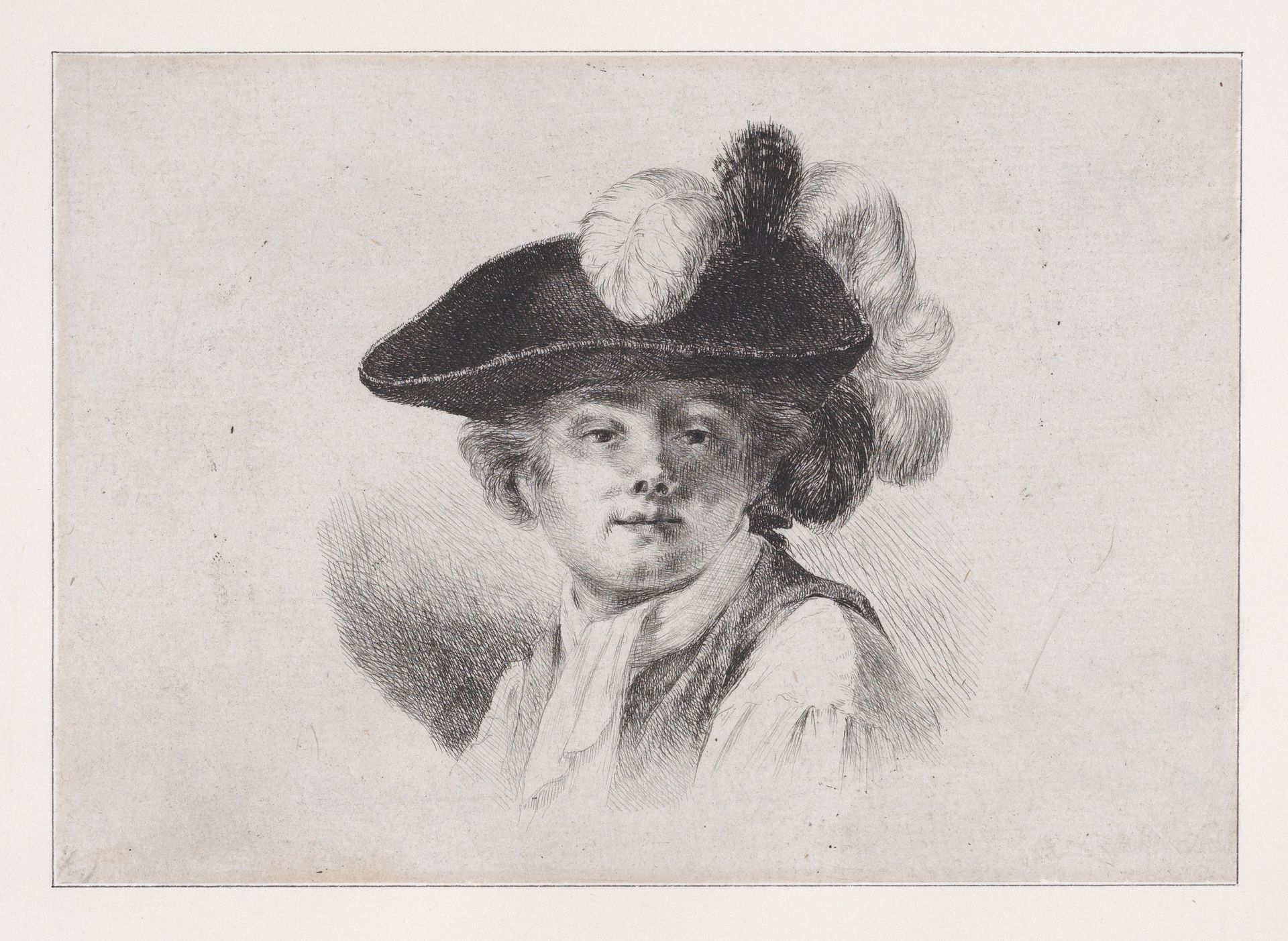 Bust Portrait of Man in a Plumed Hat by baron Dominique Vivant Denon