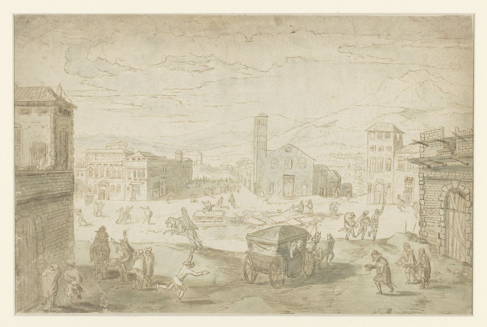 De maand Februari: vastenavondscène op een Italiaans plein by Jan Wildens