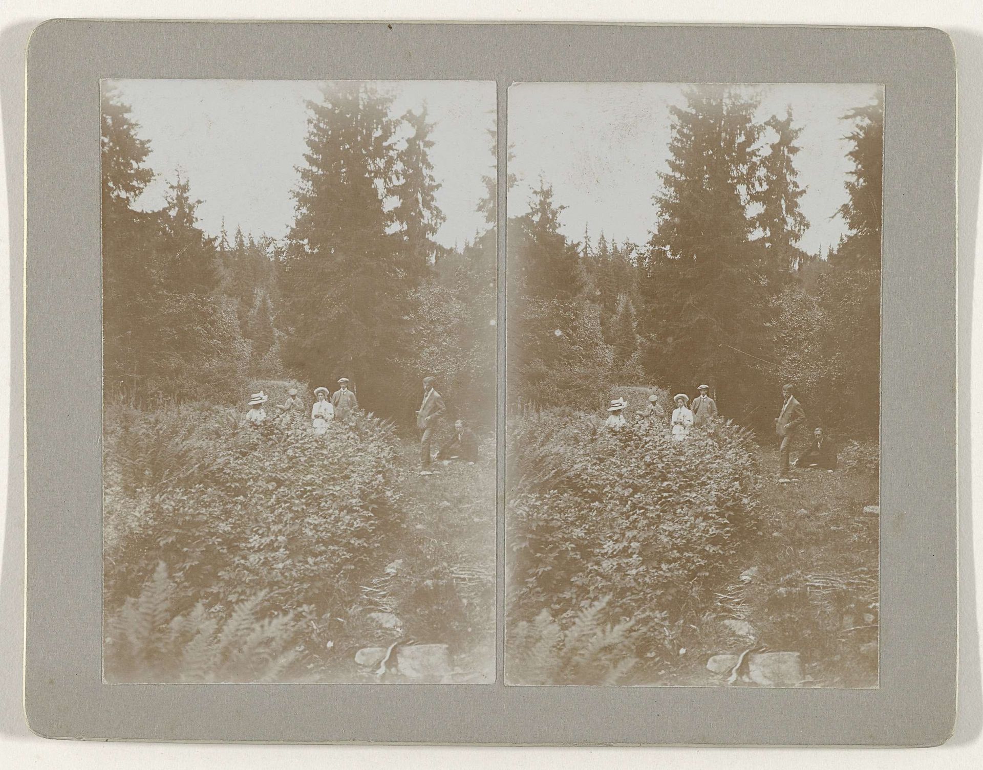 Familie Kessler tijdens een wandeling in het Noorse boslandschap by Geldolph Adriaan Kessler