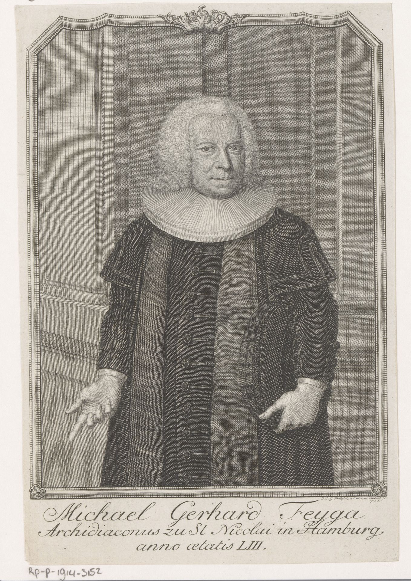 Portret van Michael Gerhard Feyga op 53-jarige leeftijd by Johann Christian Gottfried Fritzsch