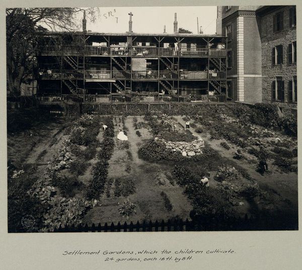 Social Settlements: United States. Massachusetts. Boston. "South End Industrial School": The South End Industrial School, Roxbury, Mass.: Settlement Gardens, which the children cultivate. 24 gardens, each 18 ft. by 8 ft.