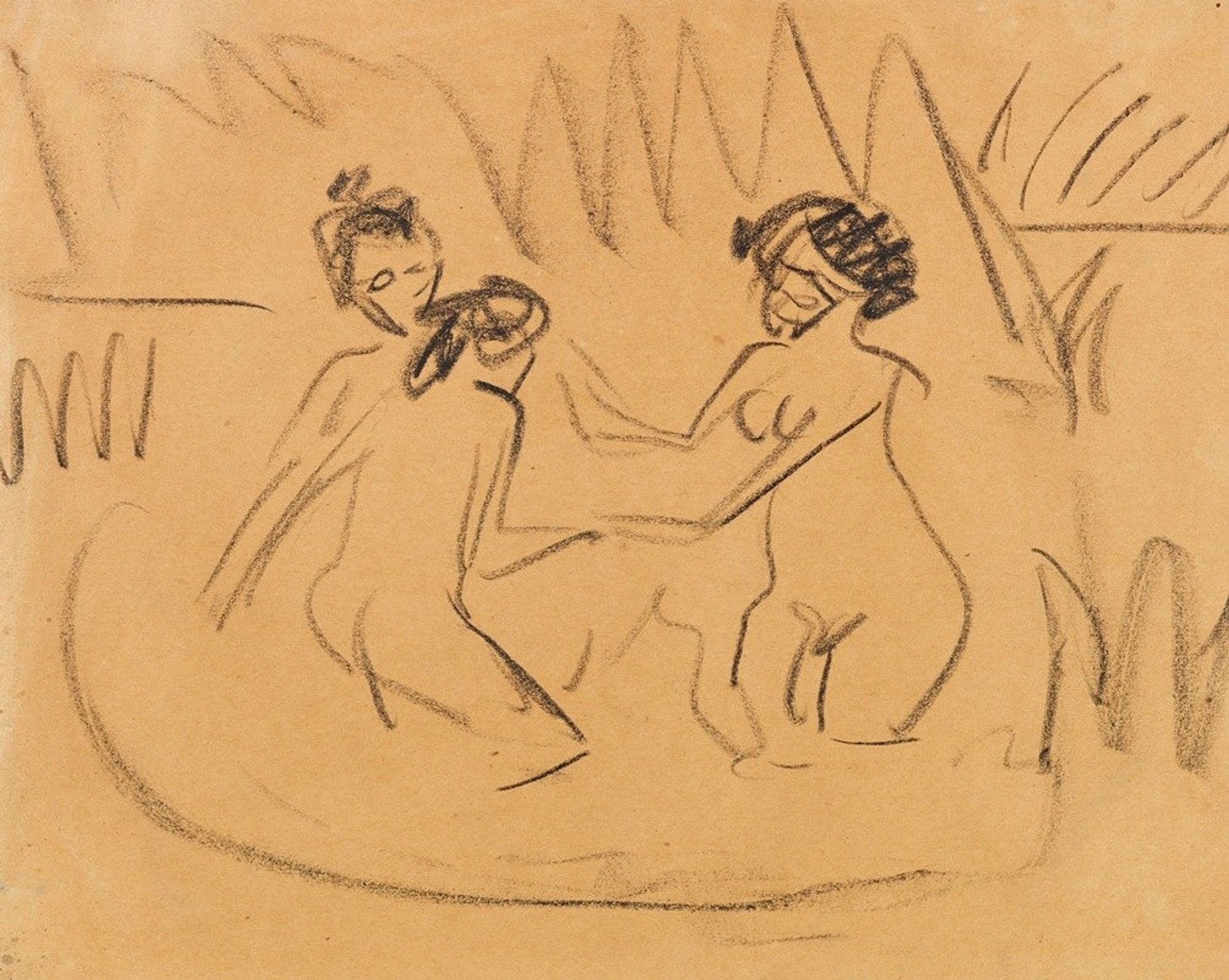 Drei badende Akte an den Moritzburger Seen by Ernst Ludwig Kirchner