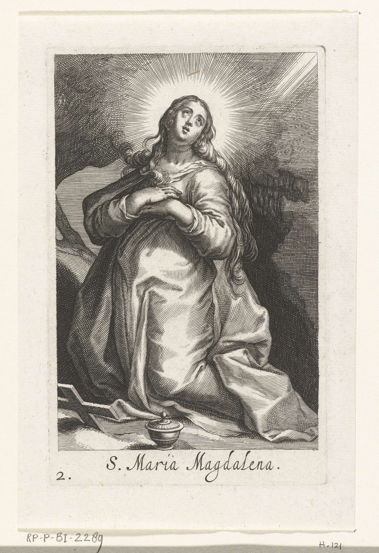 Heilige Maria Magdalena als kluizenares by Boëtius Adamsz. Bolswert