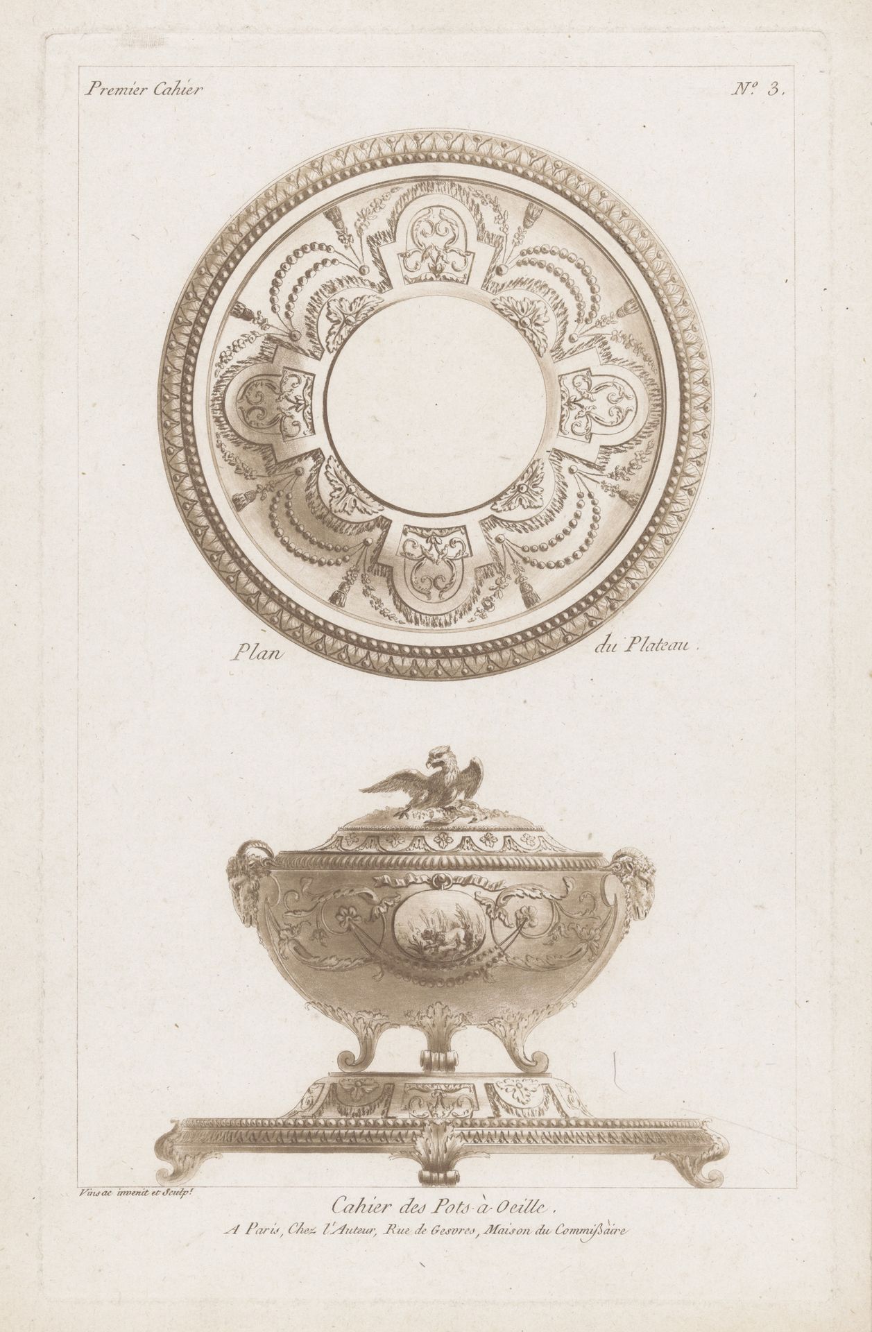 Terrine met ramskoppen en adelaar by Claude Dominique Vinsac