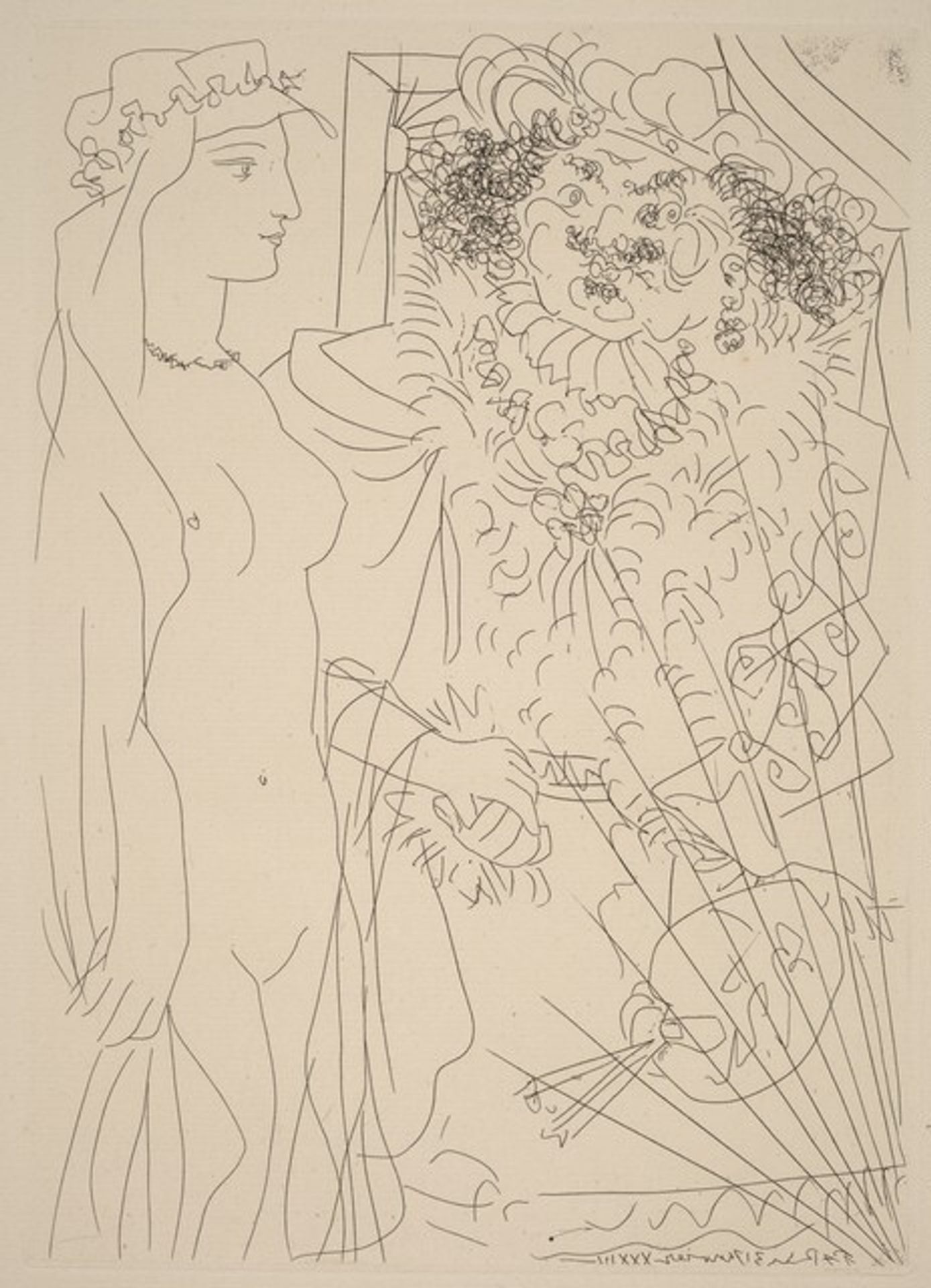 Rembrandt Takes a Young Veiled Woman by the Hand (Rembrandt tenant par la main un jeune femme au voile) by Pablo Picasso