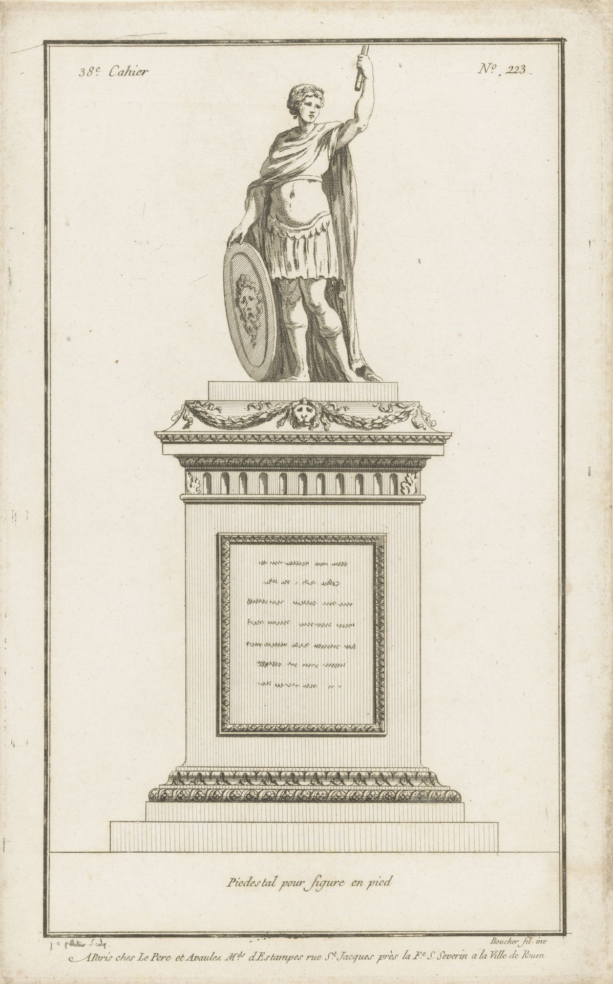 Voetstuk met beeld van staande vrouw by Jean Pelletier