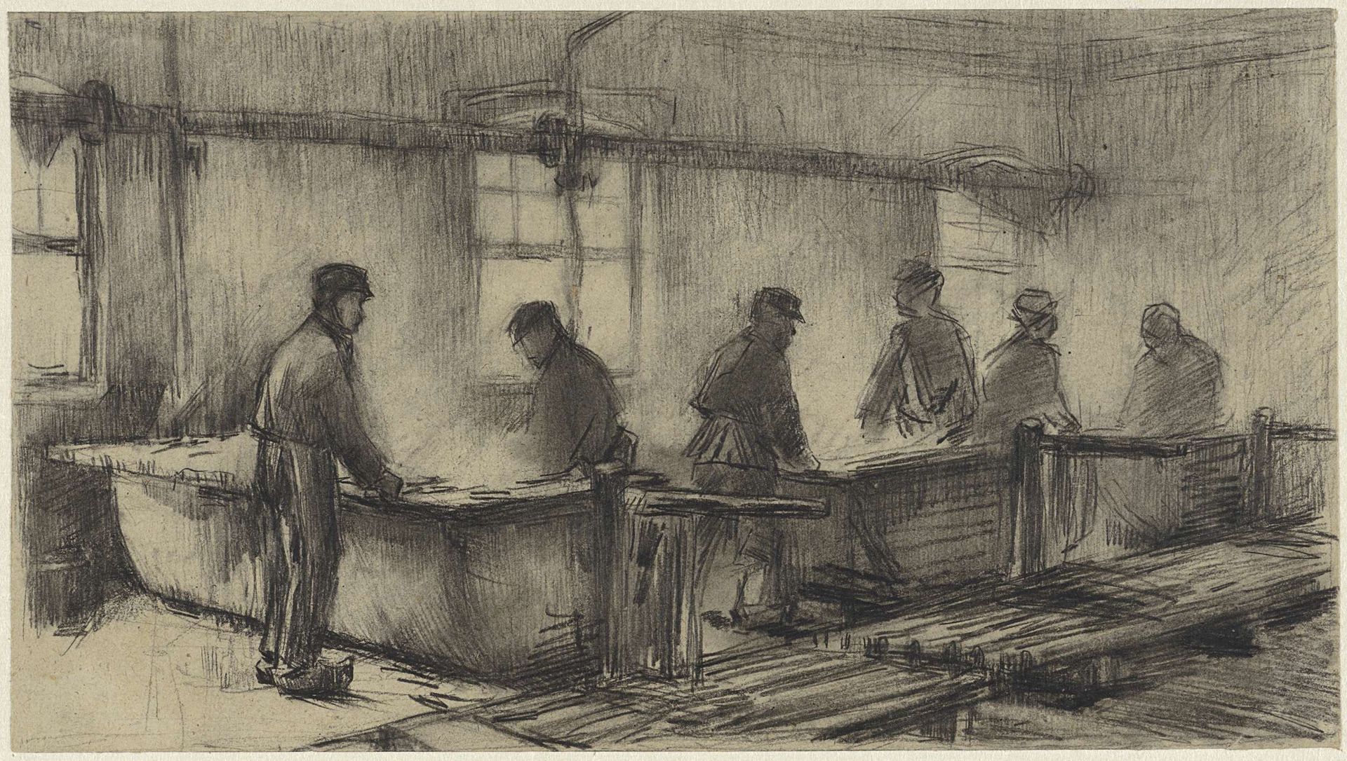 De krabbers in de katoenververij by Anthon Gerhard Alexander van Rappard