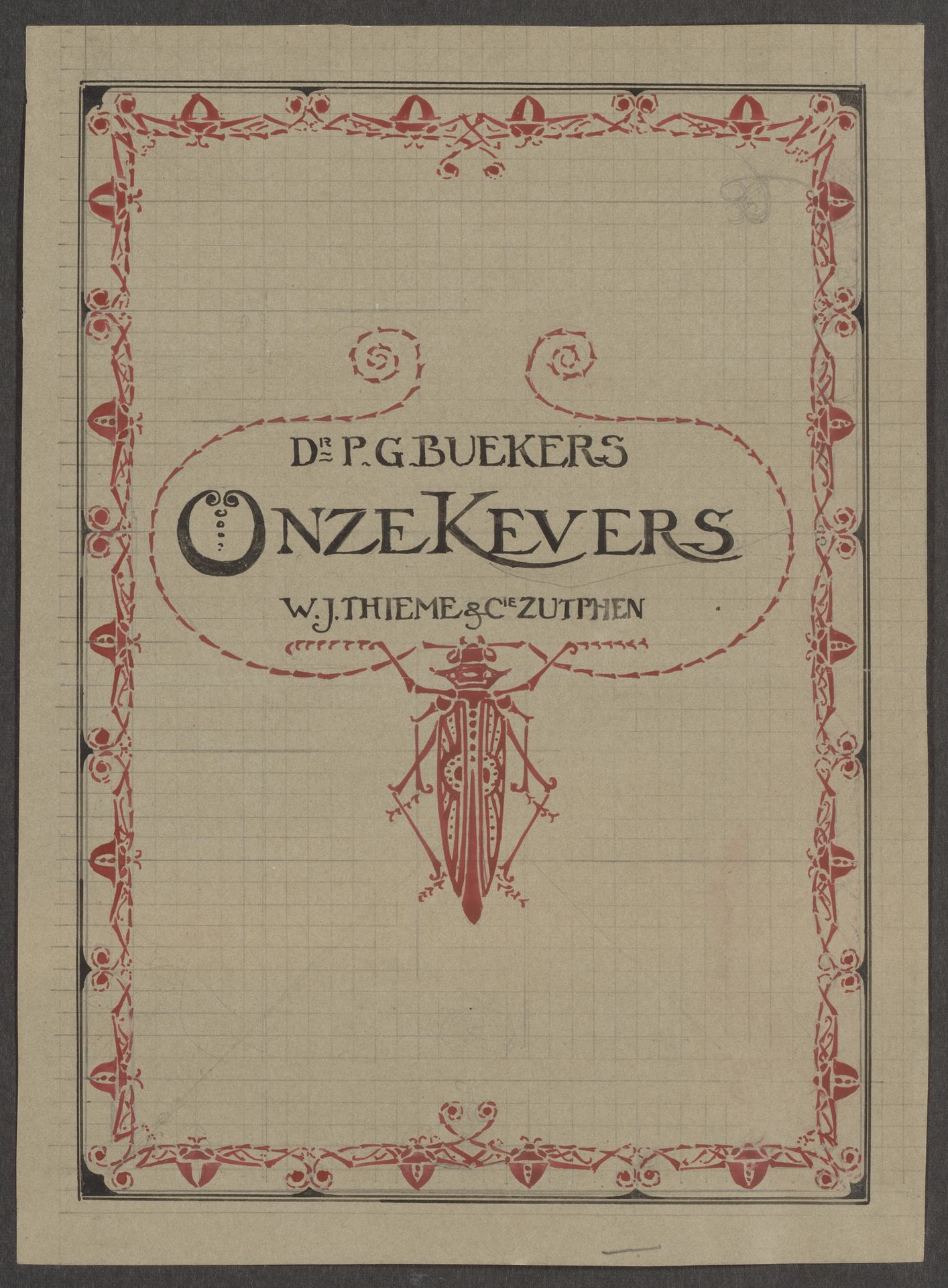 Bandontwerp voor: P.G. Buekers, Onze kevers, 1912 by Reinier Willem Petrus de (1874-1952) Vries