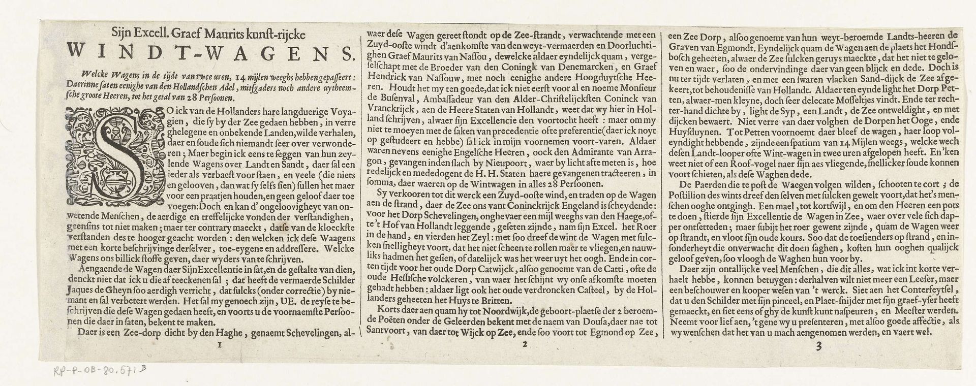 Toelichting van de werking van de zeilwagen van Simon Stevin, 1602 by Christoffel van Sichem I